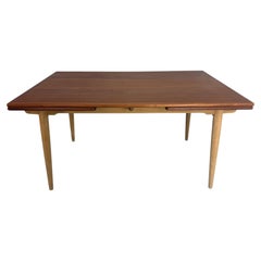 Hans J. Wegner Oak and Teak Extendable Dining Table AT-312 for A.Tuck, Denmark