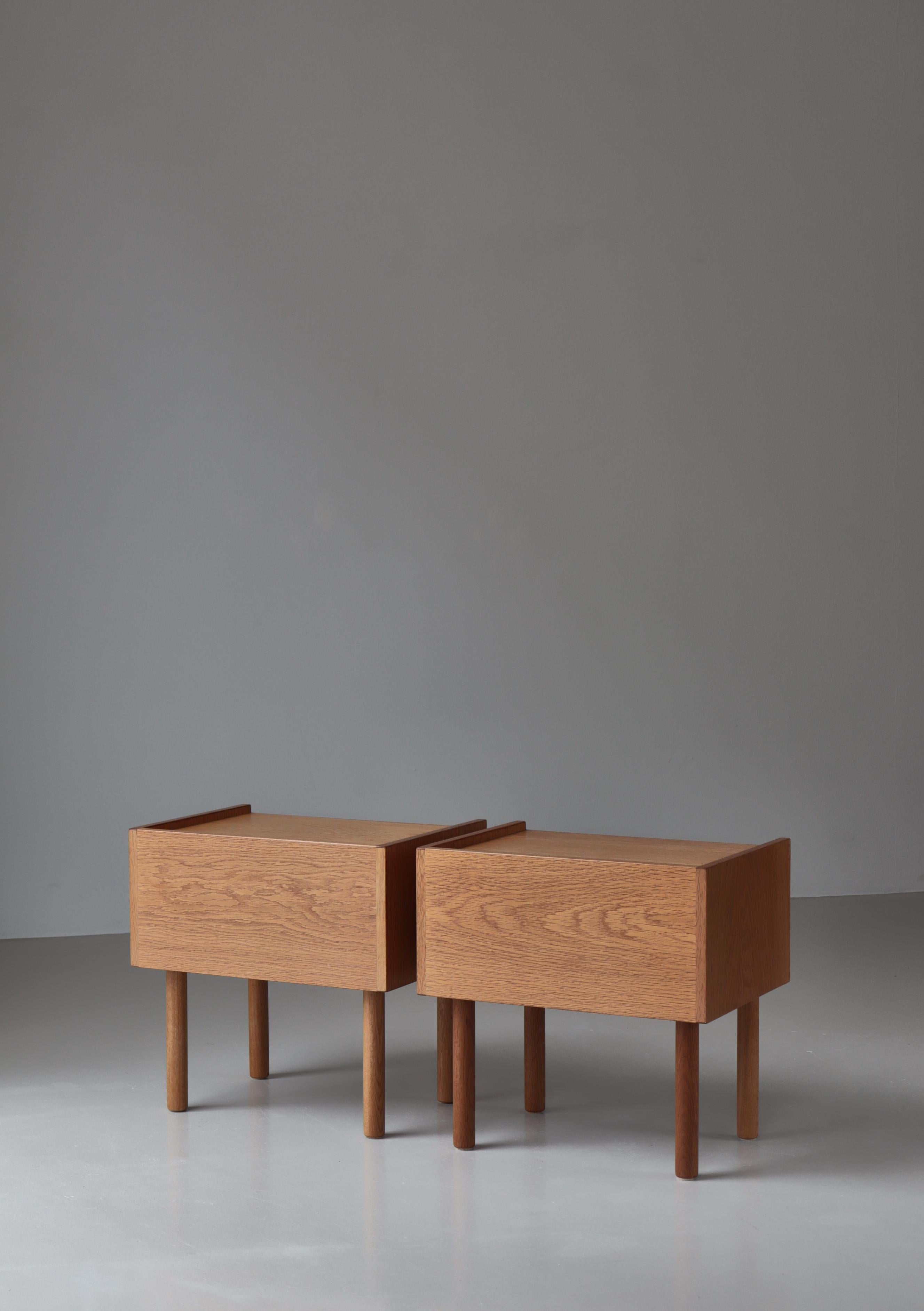 Hans J. Wegner Oak Bedside Tables 