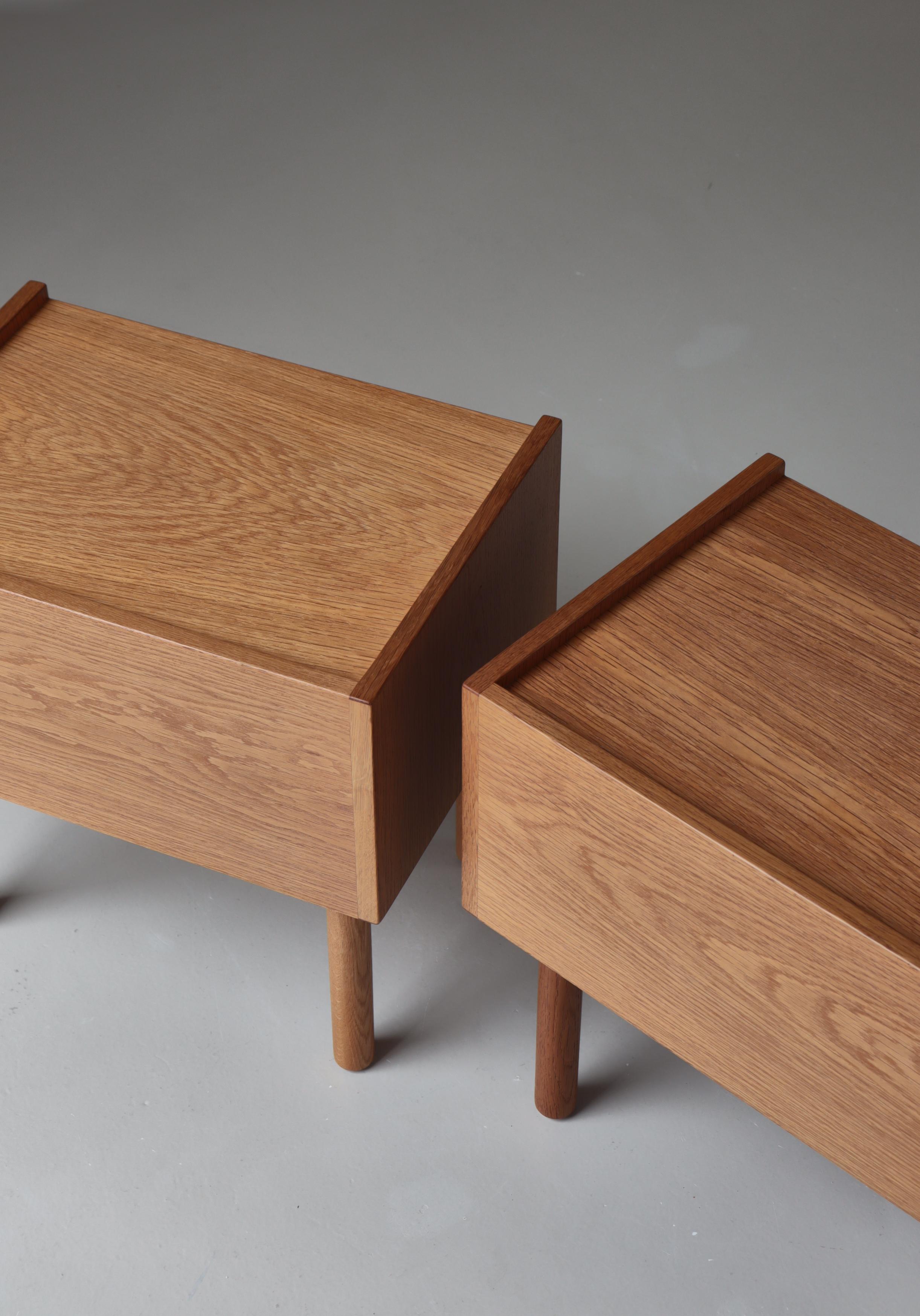 Hans J. Wegner Oak Bedside Tables 