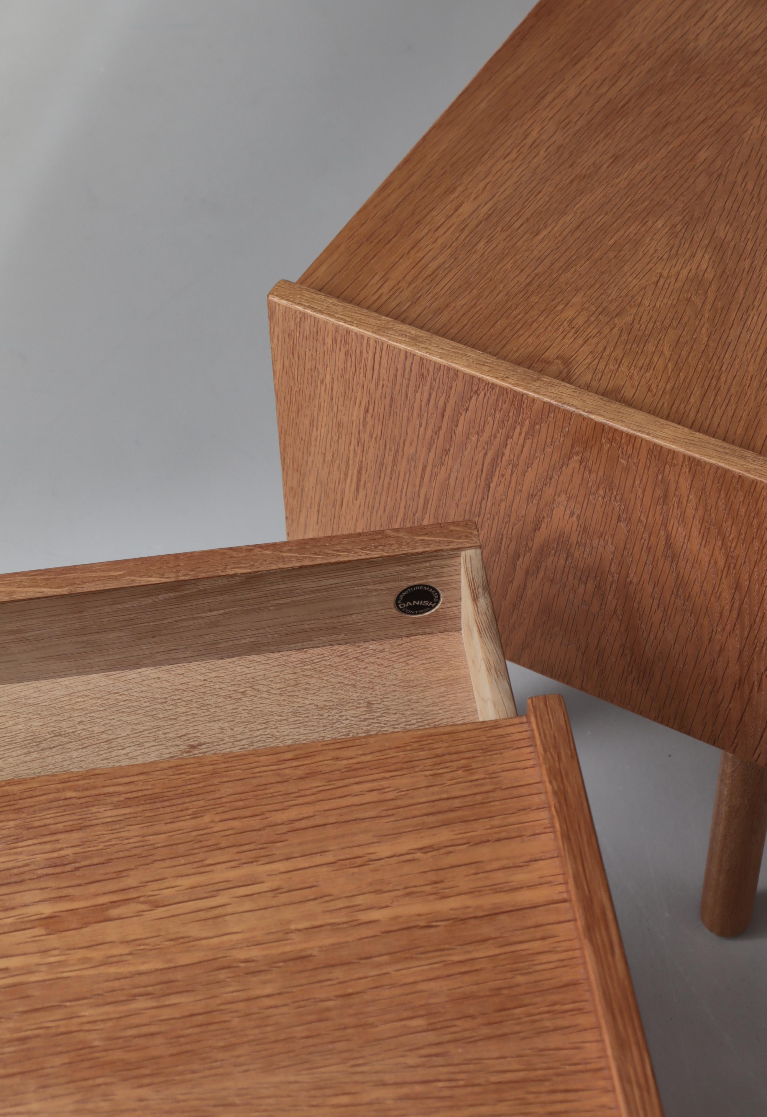 Hans J. Wegner Oak Bedside Tables 
