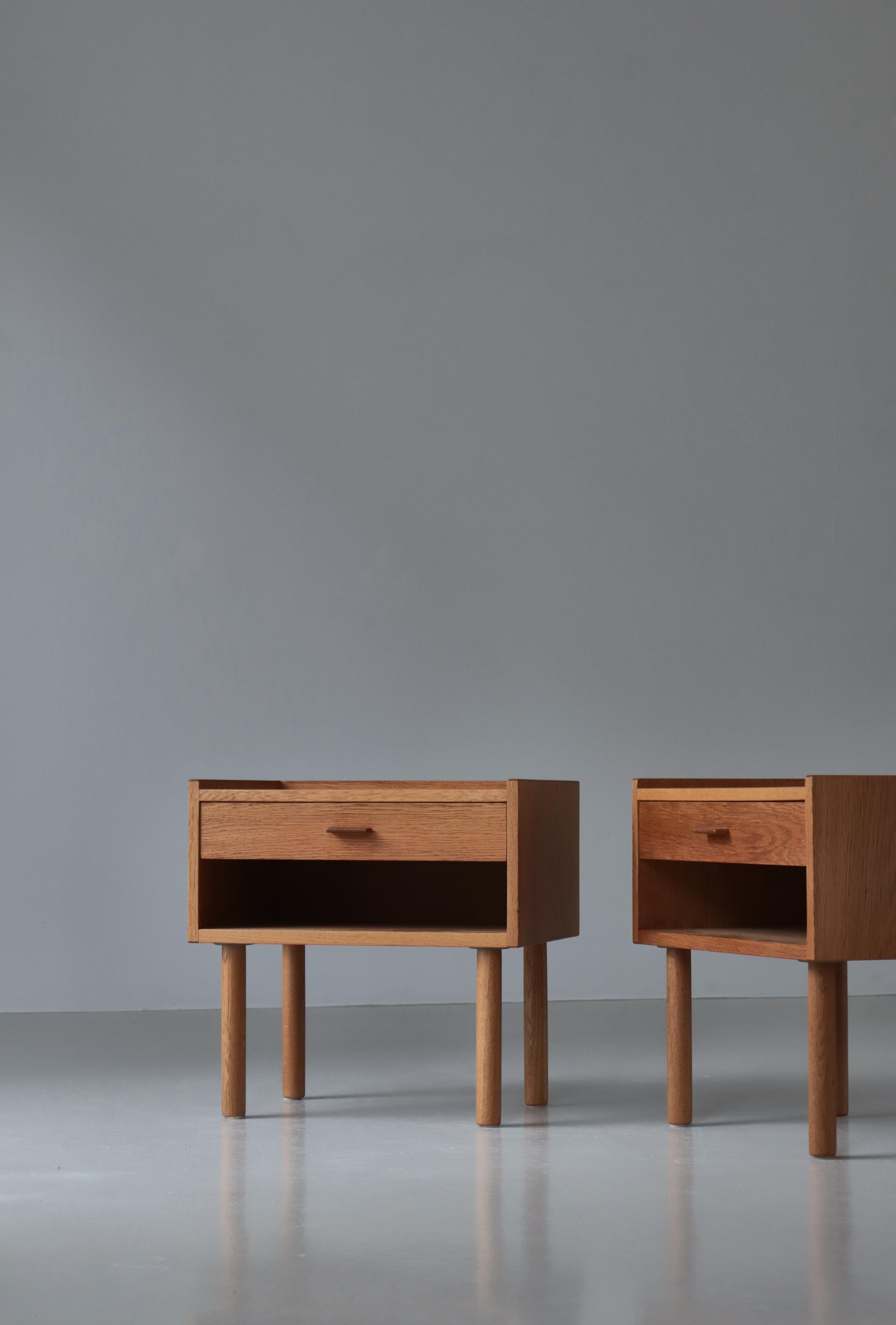 Hans J. Wegner Oak Bedside Tables 