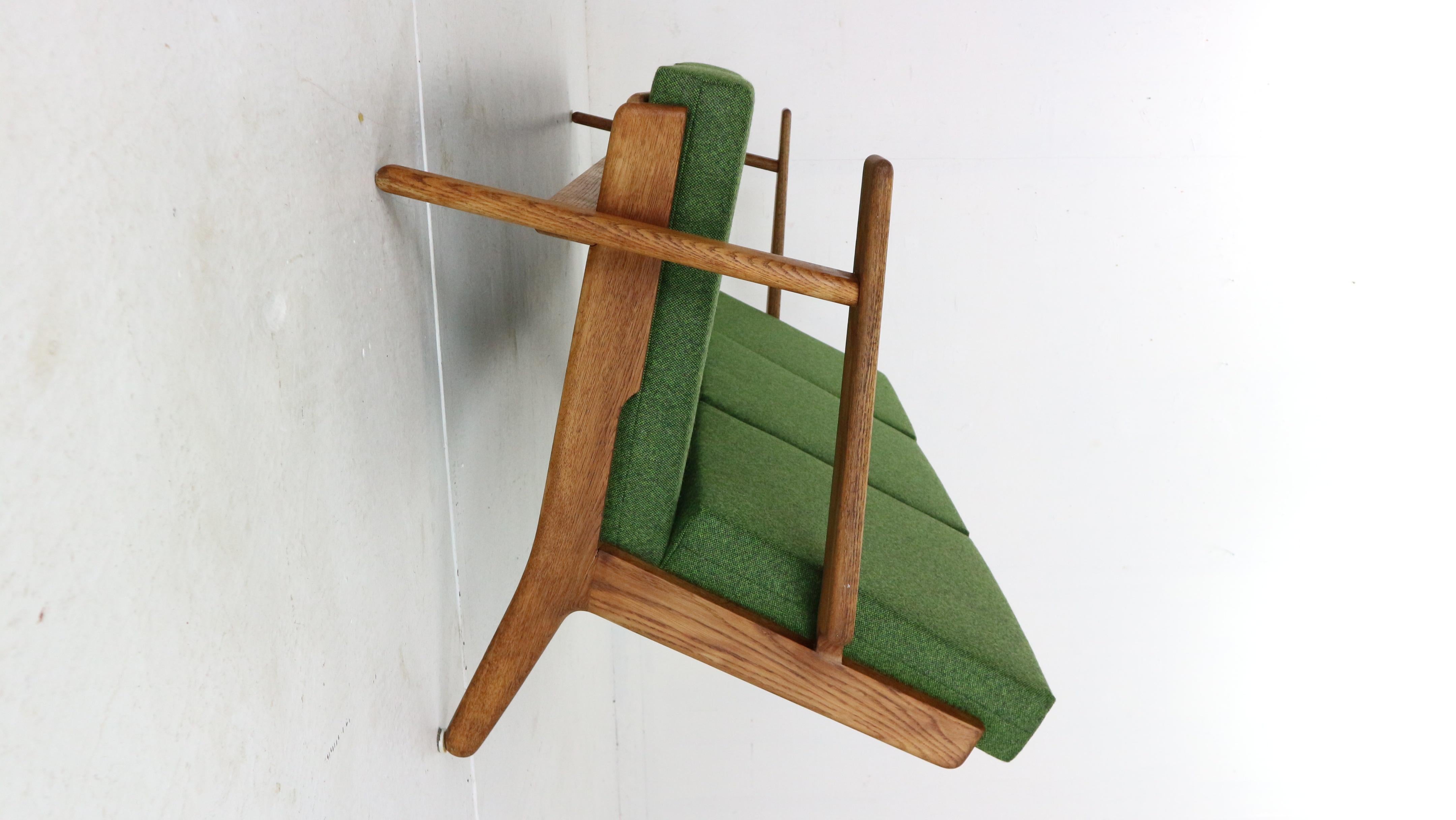 Wool Hans J. Wegner Oak & Green New Reupholstery 3-Seater Sofa 