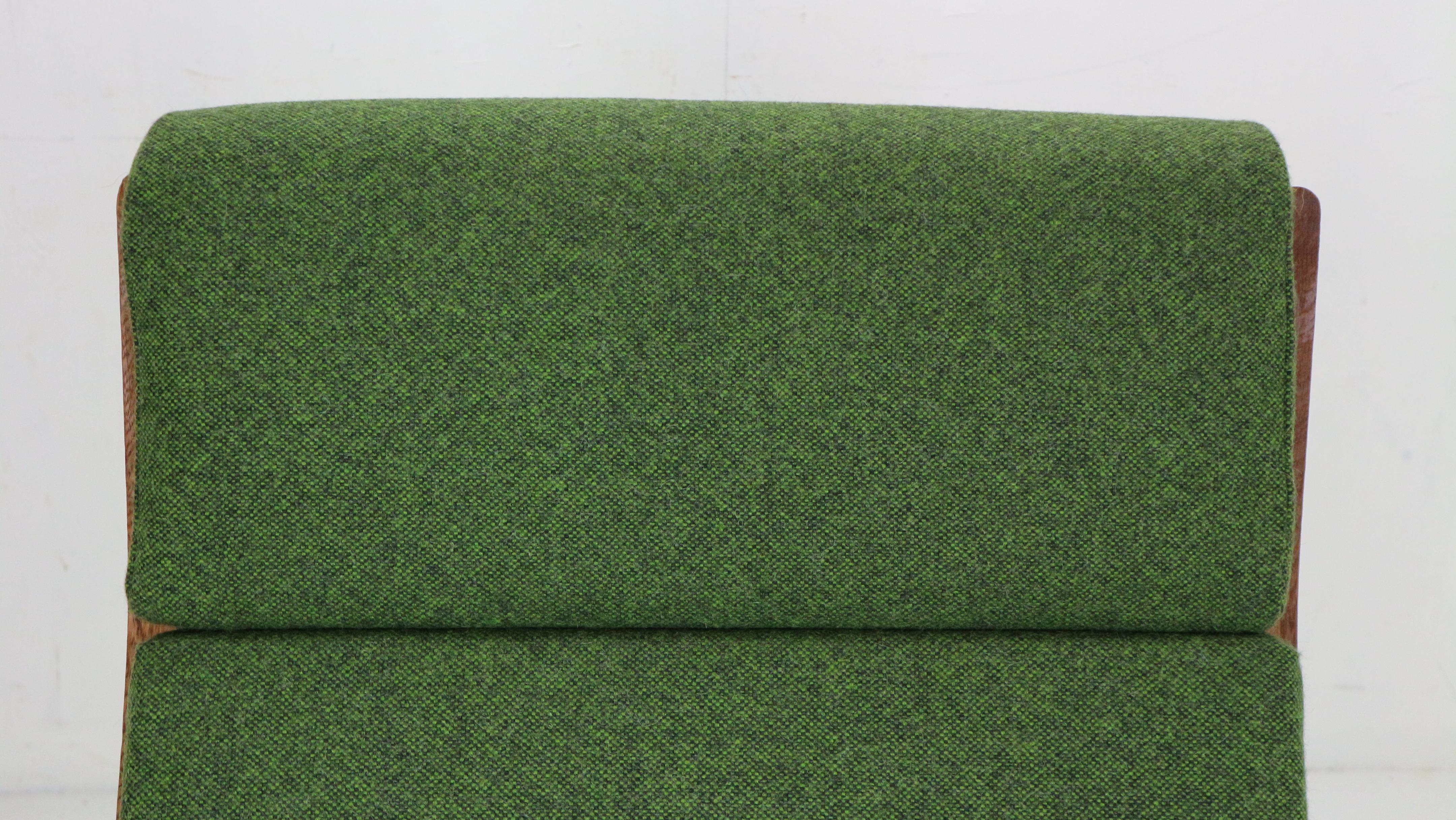 Hans J. Wegner Oak & Green New Reupholstery Lounge/Armchair 