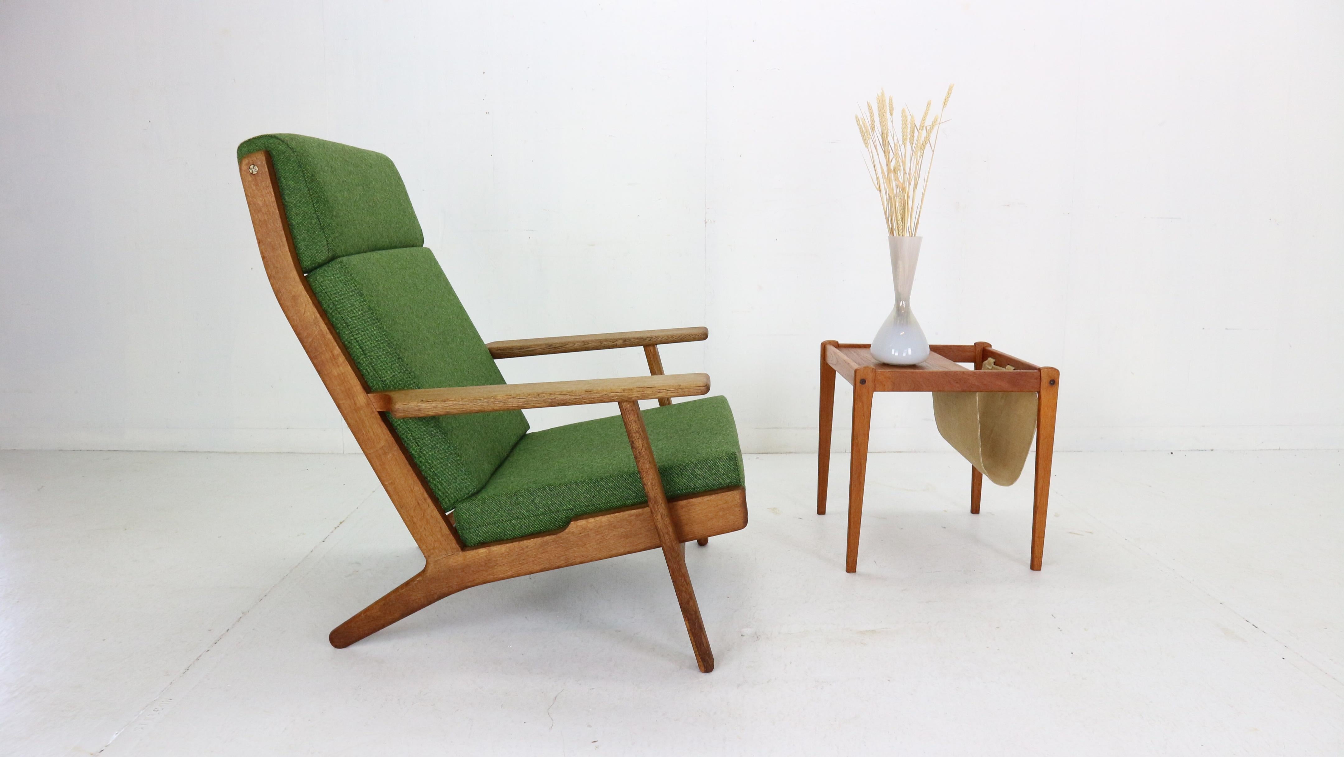 Hans J. Wegner Oak & Green New Reupholstery Lounge/Armchair 