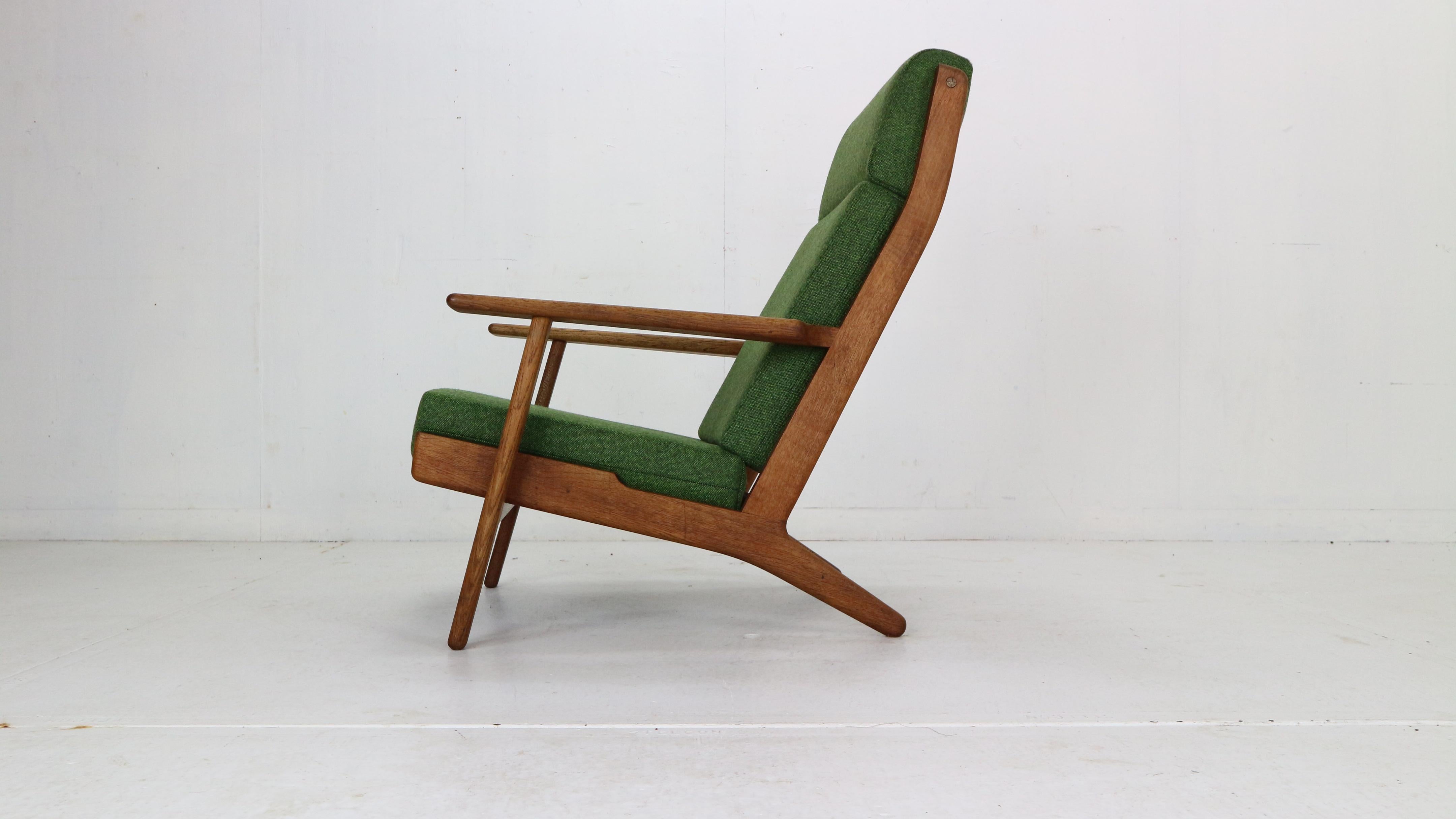Mid-20th Century Hans J. Wegner Oak & Green New Reupholstery Lounge/Armchair 