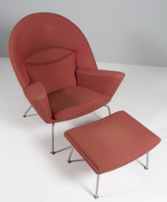 Hans J. Wegner Oculus Lounge Chair and ottoman in Hallingdal from Kvadrat