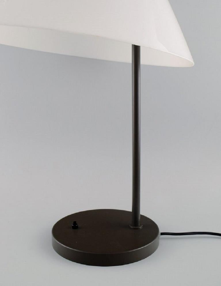 Scandinavian Modern Hans J. Wegner, Opala Table Lamp in Lacquered Aluminium and Opal Glass For Sale