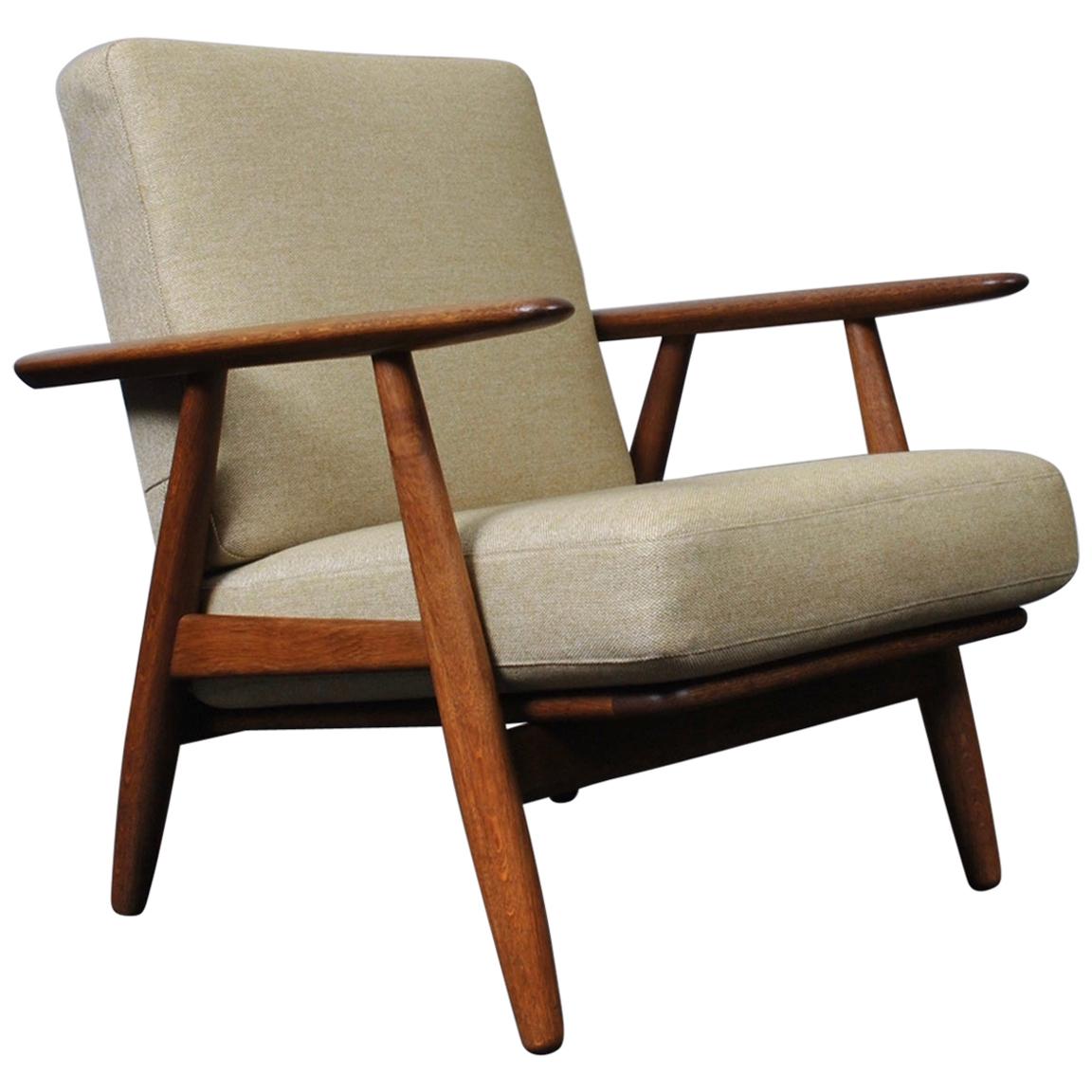 Hans J Wegner, Original GE240 Lounge Chair, Fumed Oak, New Upholstery 