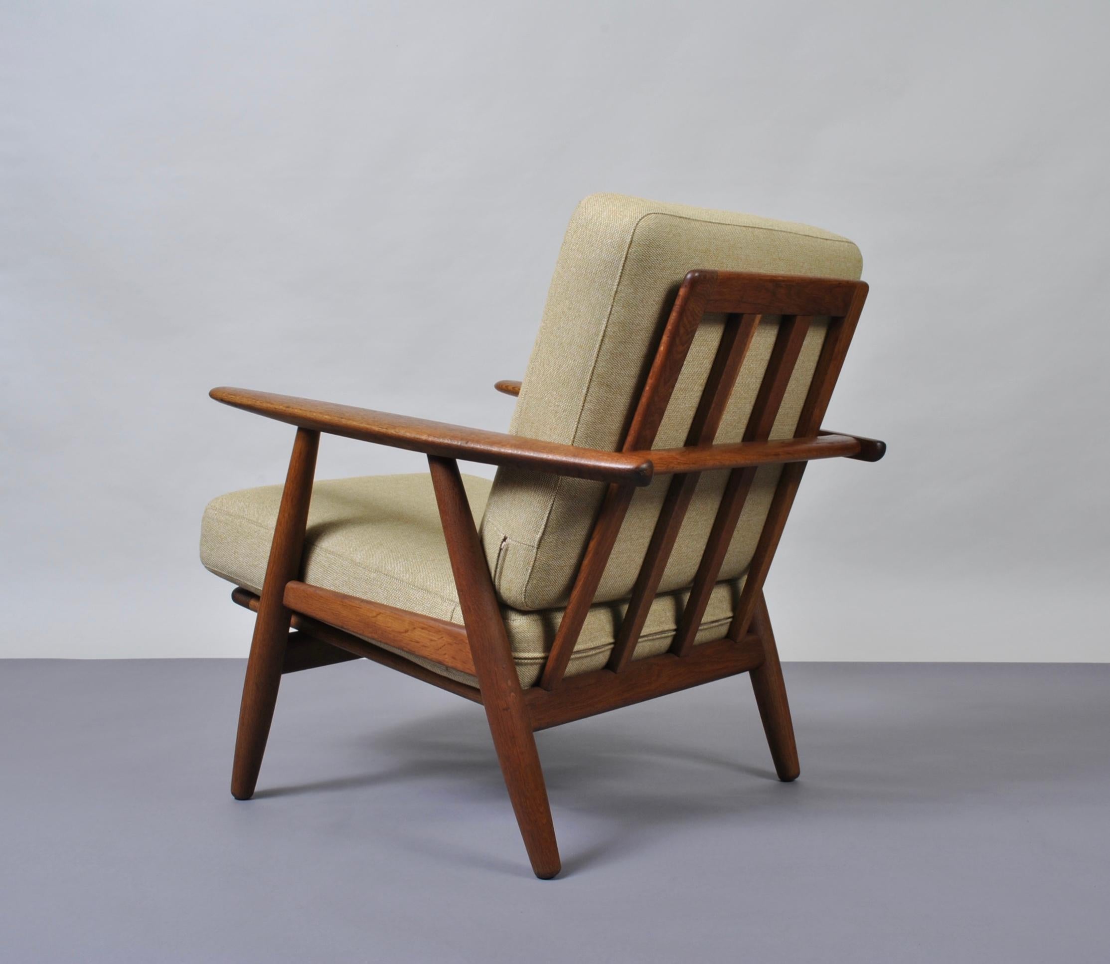 Hans J Wegner, Original GE240 Lounge Chair, Fumed Oak, New Upholstery  4