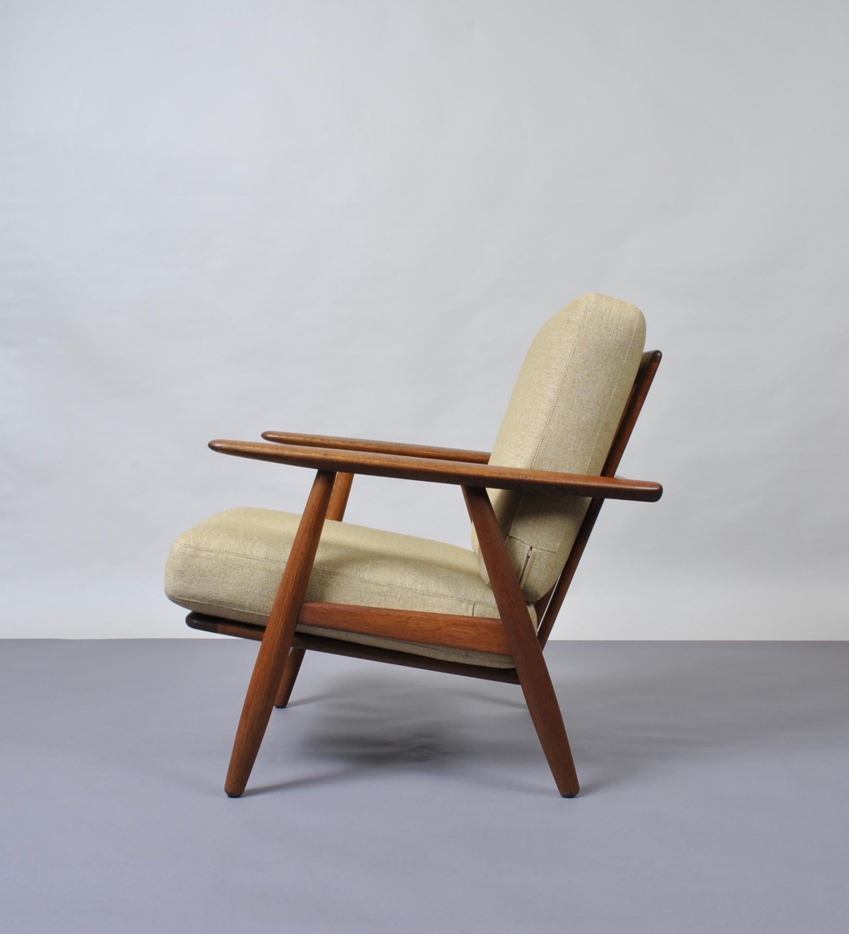 Hans J Wegner, Original GE240 Lounge Chair, Fumed Oak, New Upholstery 5