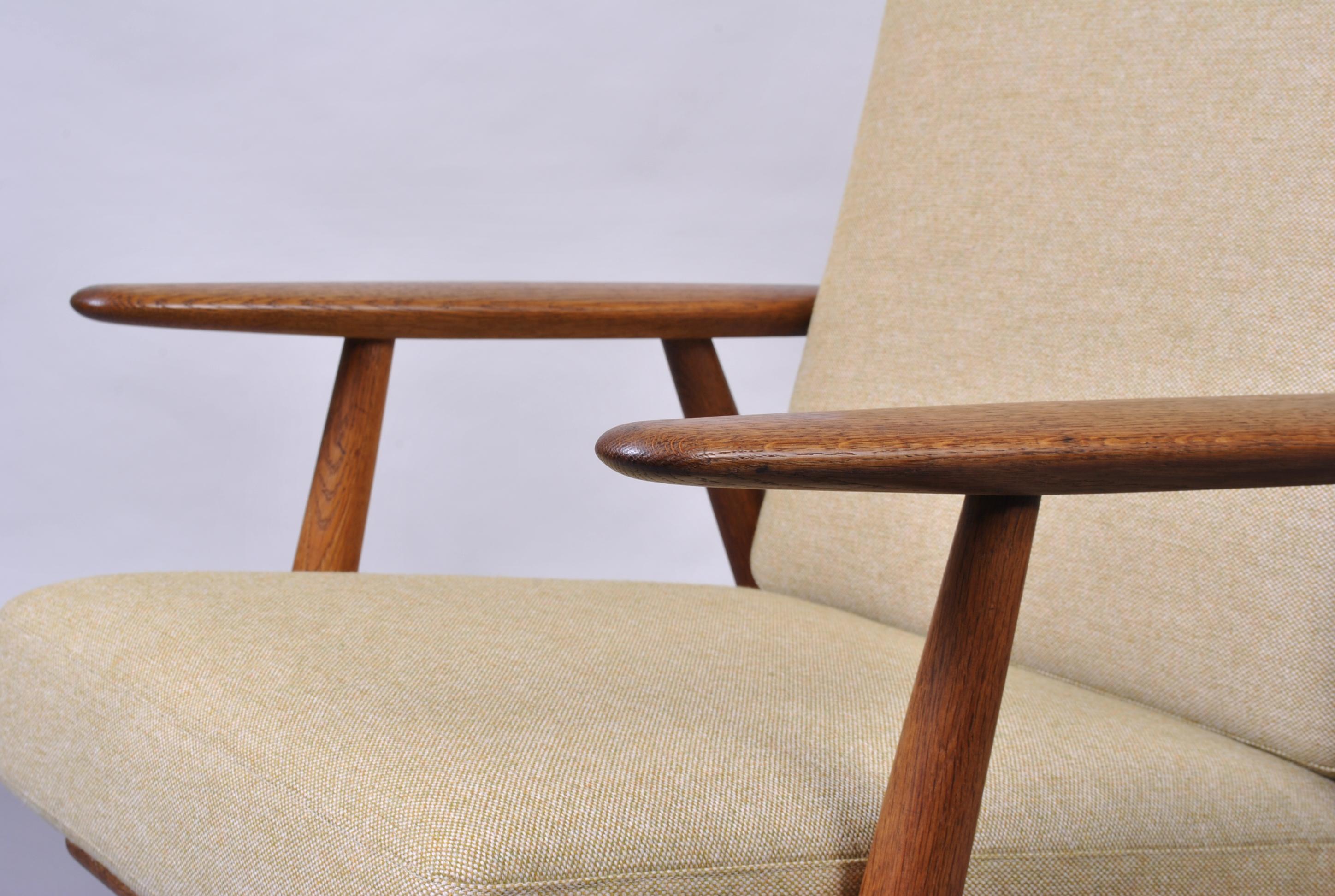 Hans J Wegner, Original GE240 Lounge Chair, Fumed Oak, New Upholstery  7