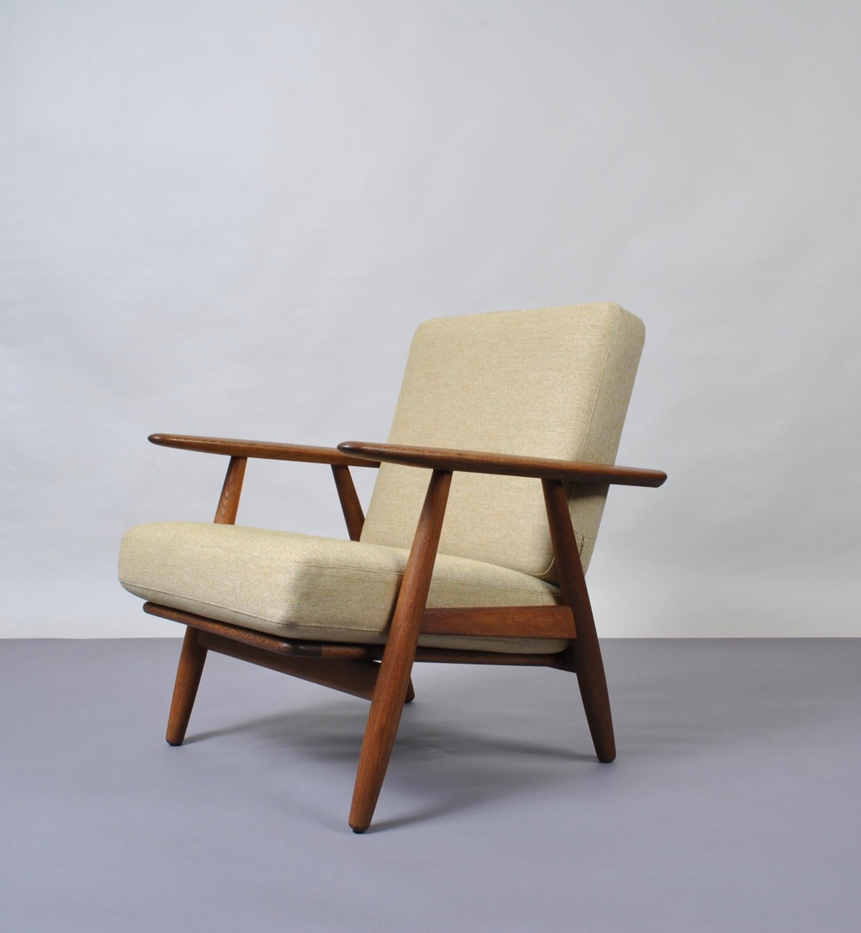 Hans J Wegner, Original GE240 Lounge Chair, Fumed Oak, New Upholstery  8