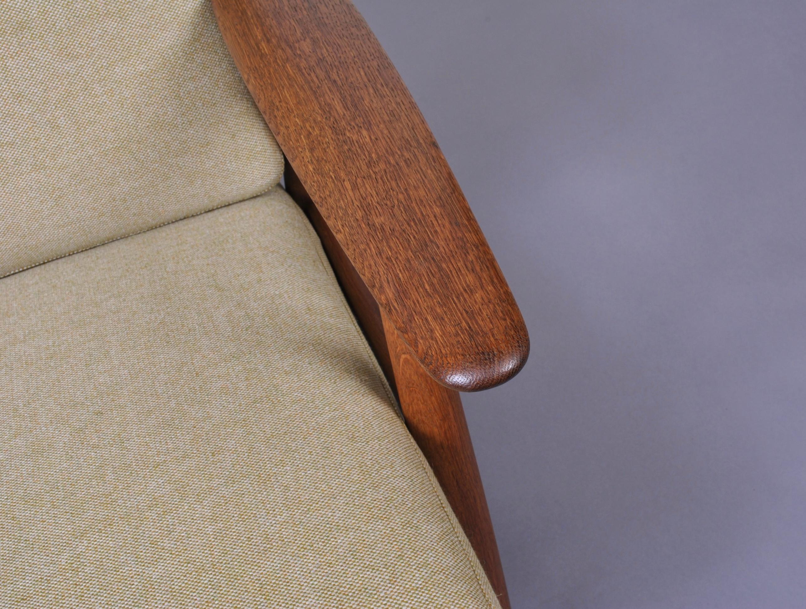 Danish Hans J Wegner, Original GE240 Lounge Chair, Fumed Oak, New Upholstery