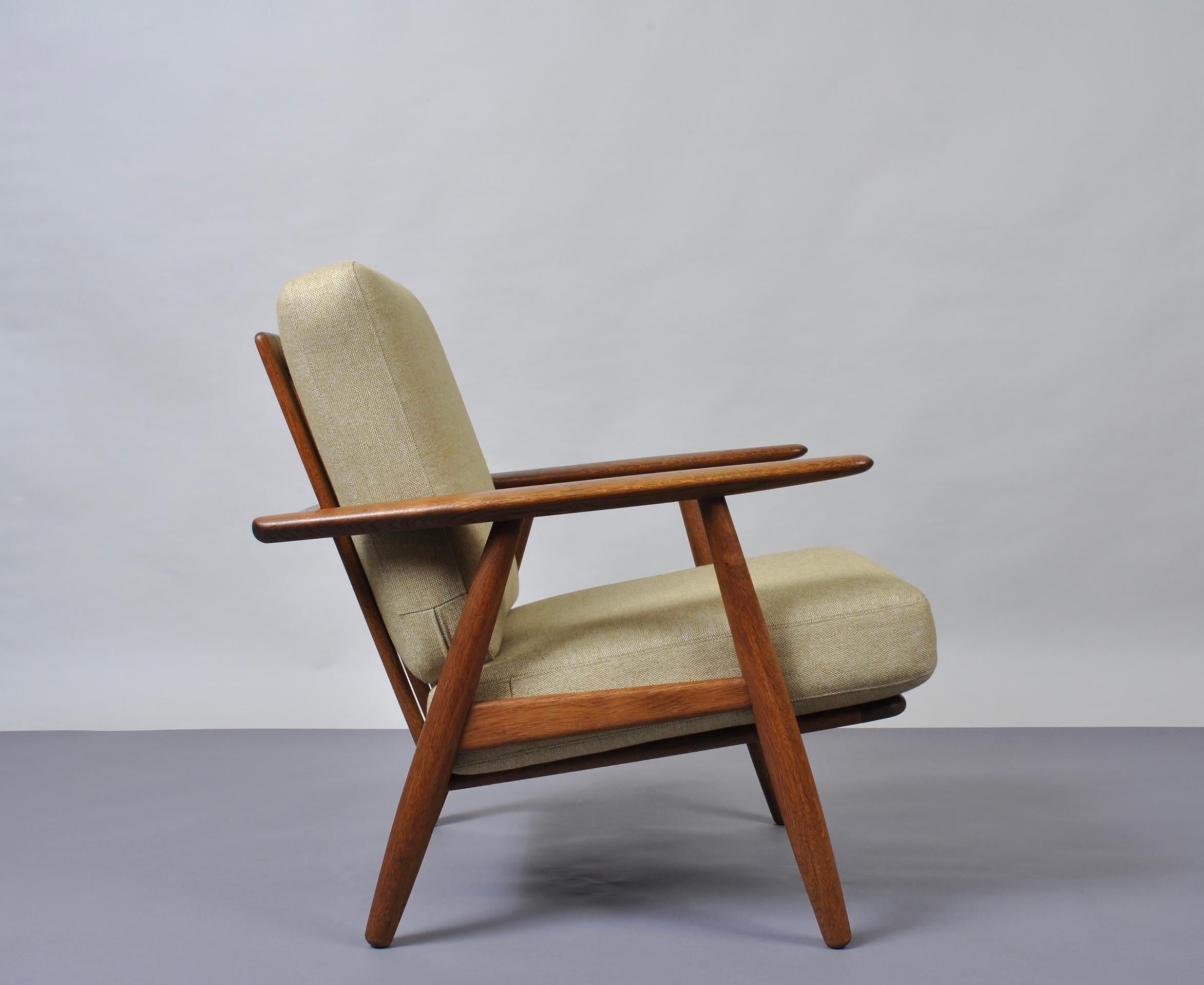 Hans J Wegner, Original GE240 Lounge Chair, Fumed Oak, New Upholstery  1