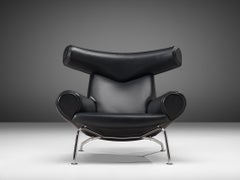 Hans J. Wegner Fauteuil OX 'King' en cuir noir