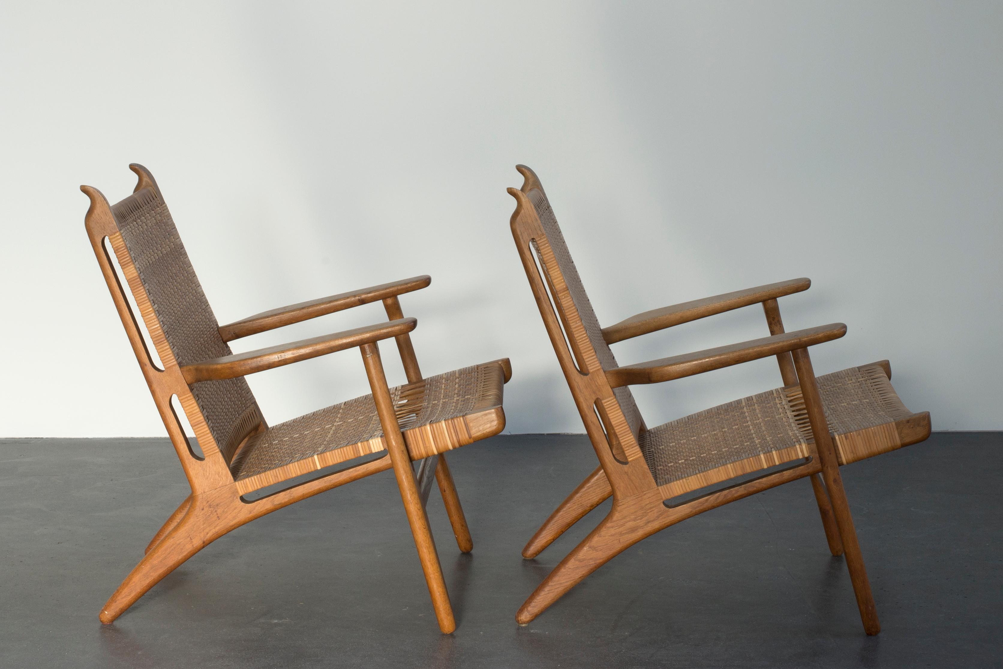 Hans J. Wegner, Paar Easy Chairs, Ch 27 für Carl Hansen (Skandinavische Moderne) im Angebot