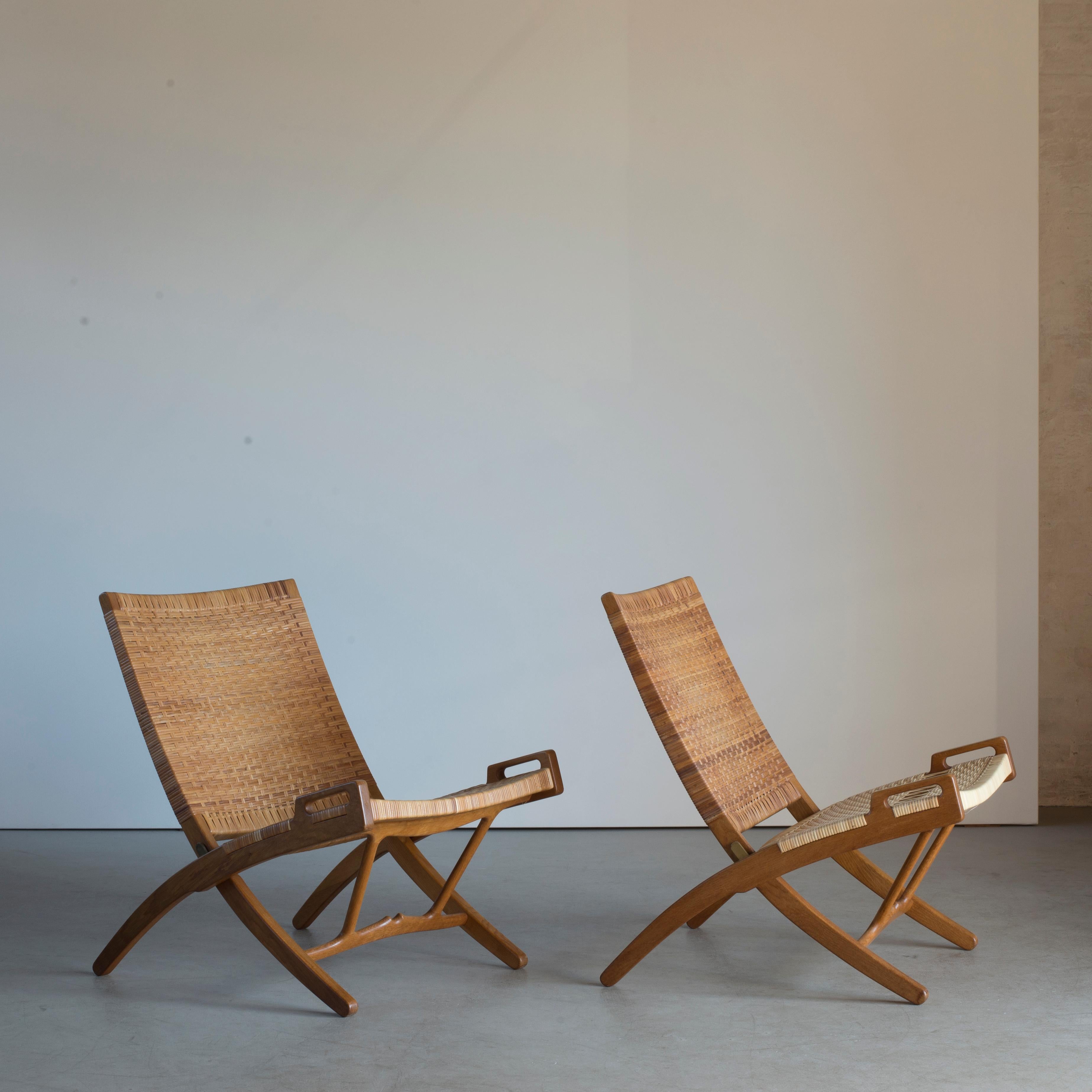 Danish Hans J. Wegner Pair of Folding Chairs for Johannes Hansen