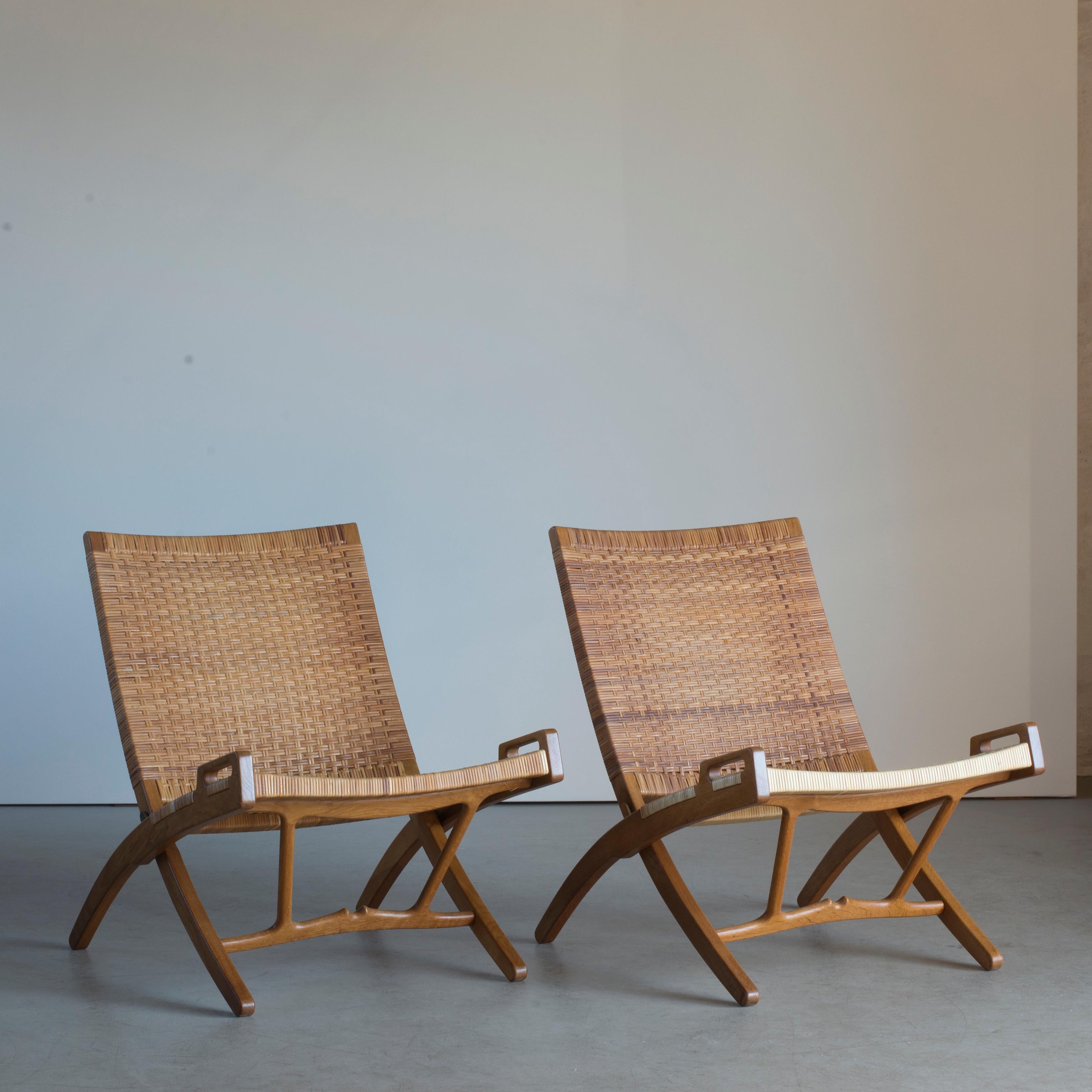 Paire de chaises pliantes de Hans J. Wegner pour Johannes Hansen Bon état - En vente à Copenhagen, DK