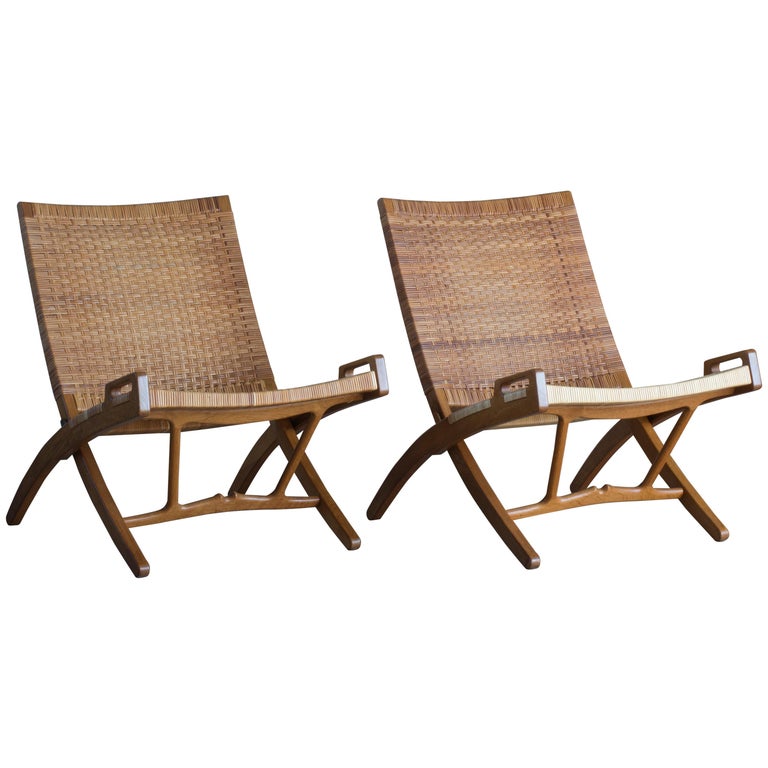 Hans J. Wegner Pair of Folding Chairs for Johannes Hansen For Sale
