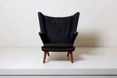 Hans J. Wegner Papa Bear Chair in Black Fabric