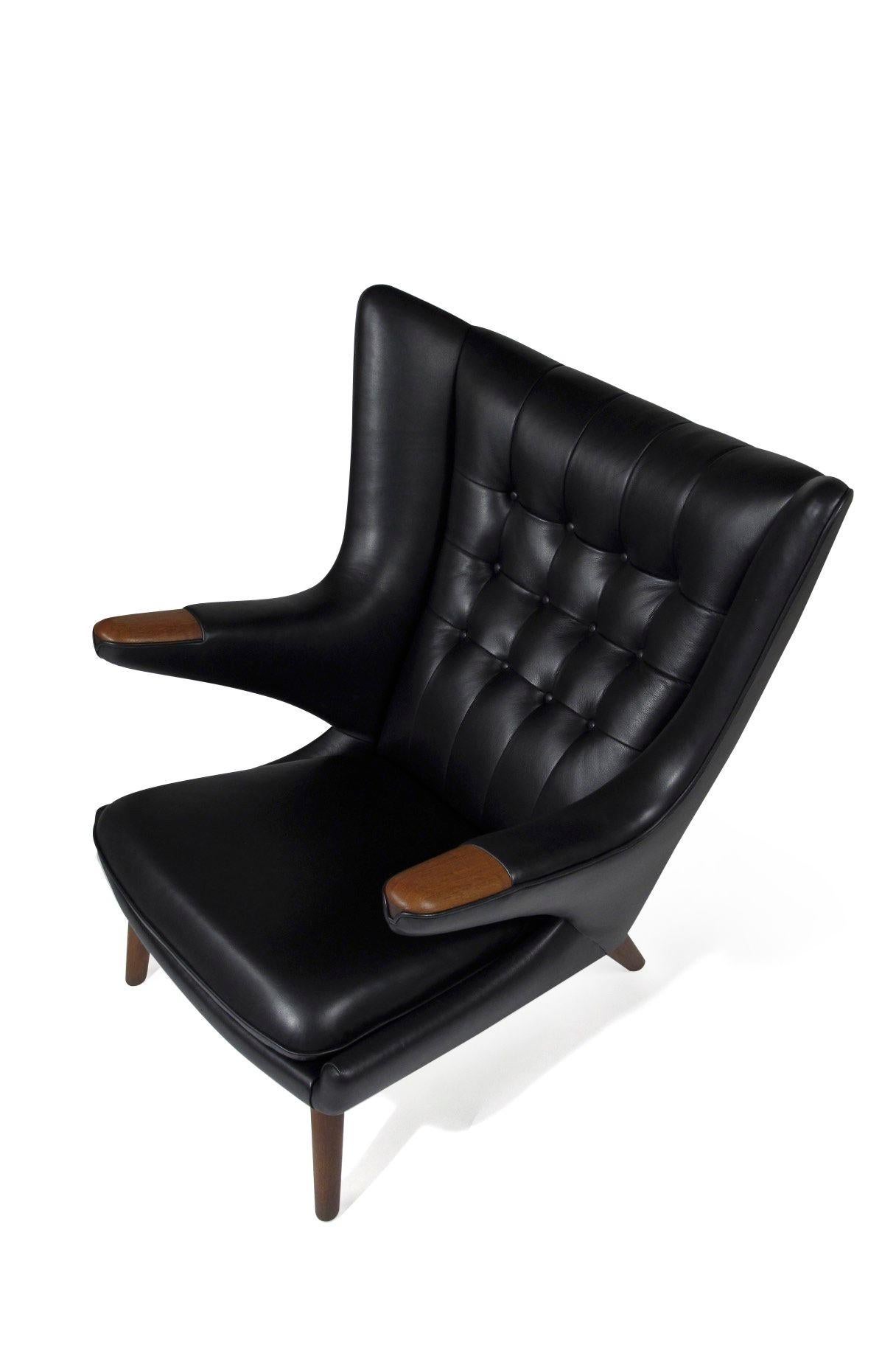 20th Century Hans J. Wegner Papa Bear Chair AP 19 & Ottoman AP 29 in Leather For Sale