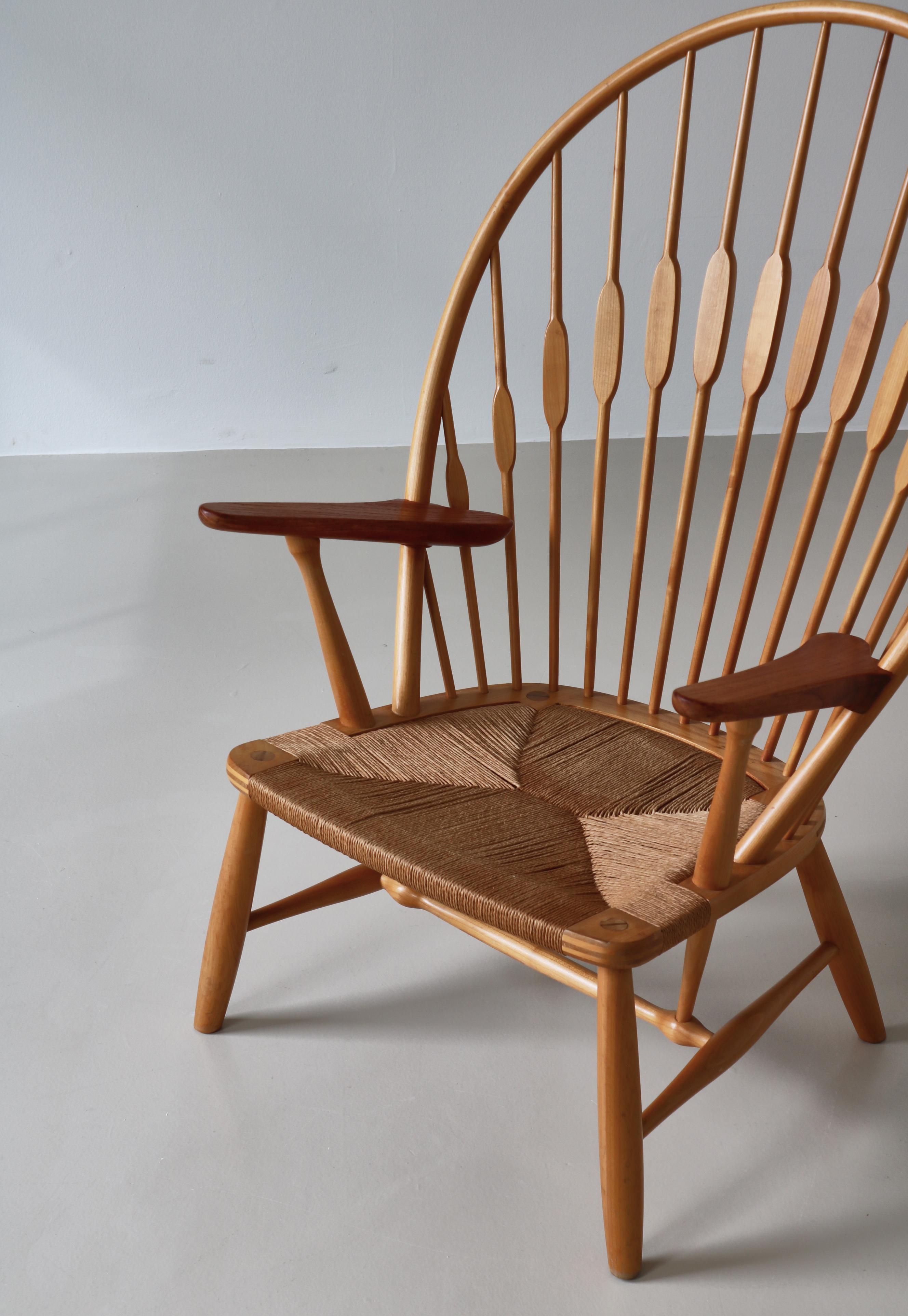 Hans J. Wegner Peacock Chair in Ash & Teakwood, Johannes Hansen, Denmark, 1960s  For Sale 8