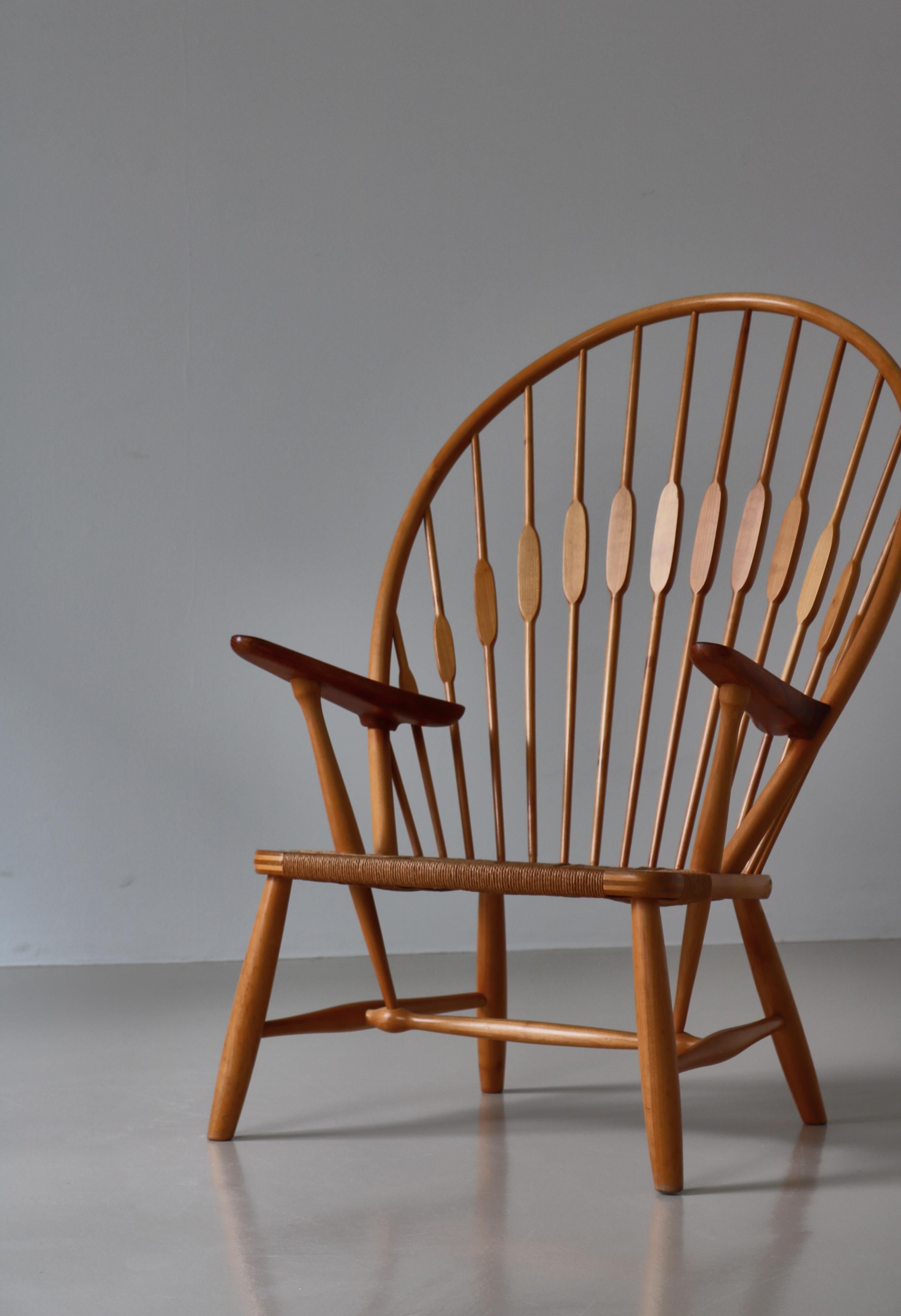 Hans J. Wegner Peacock Chair in Ash & Teakwood, Johannes Hansen, Denmark, 1960s  For Sale 1