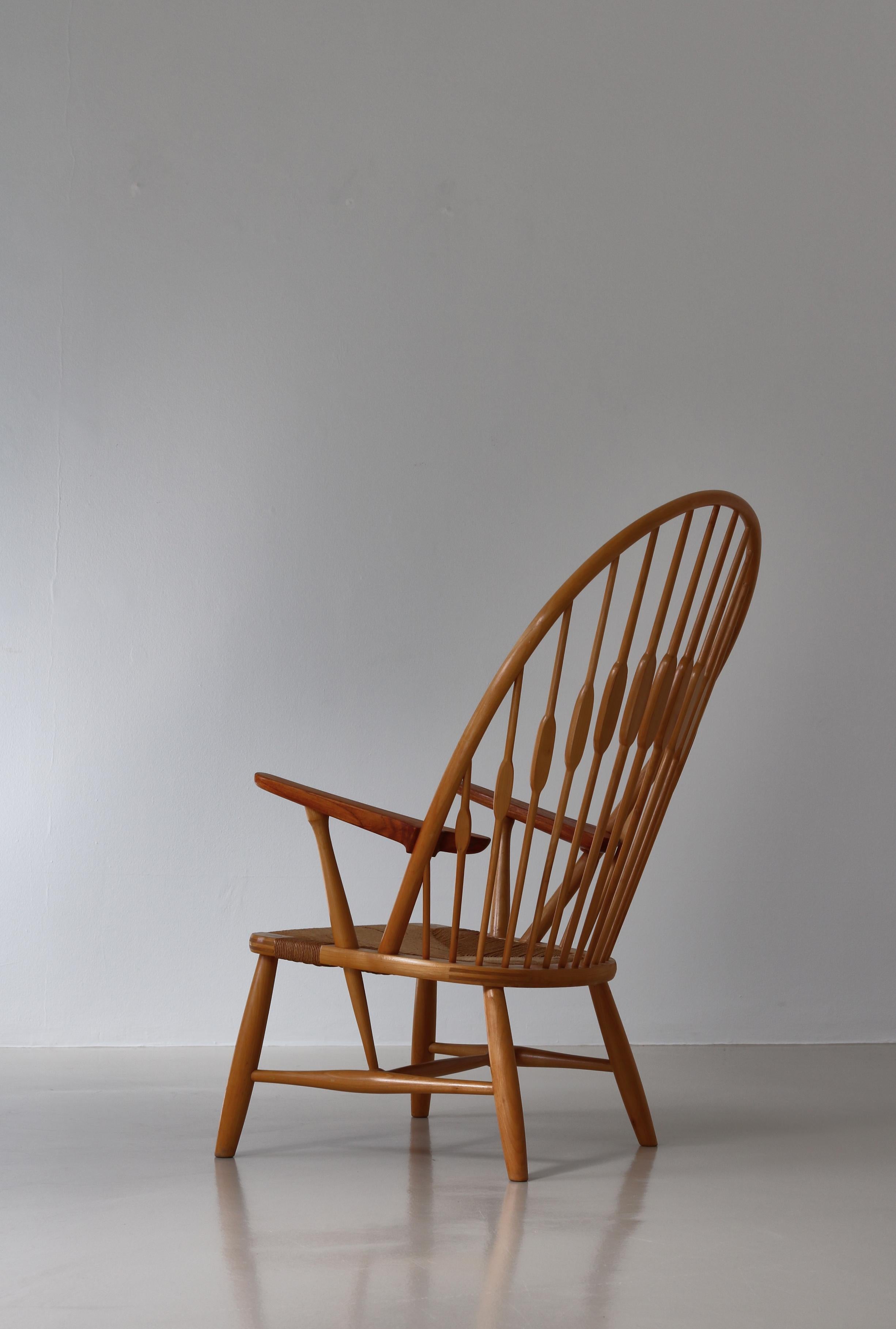 Hans J. Wegner Peacock Chair in Ash & Teakwood, Johannes Hansen, Denmark, 1960s  For Sale 2