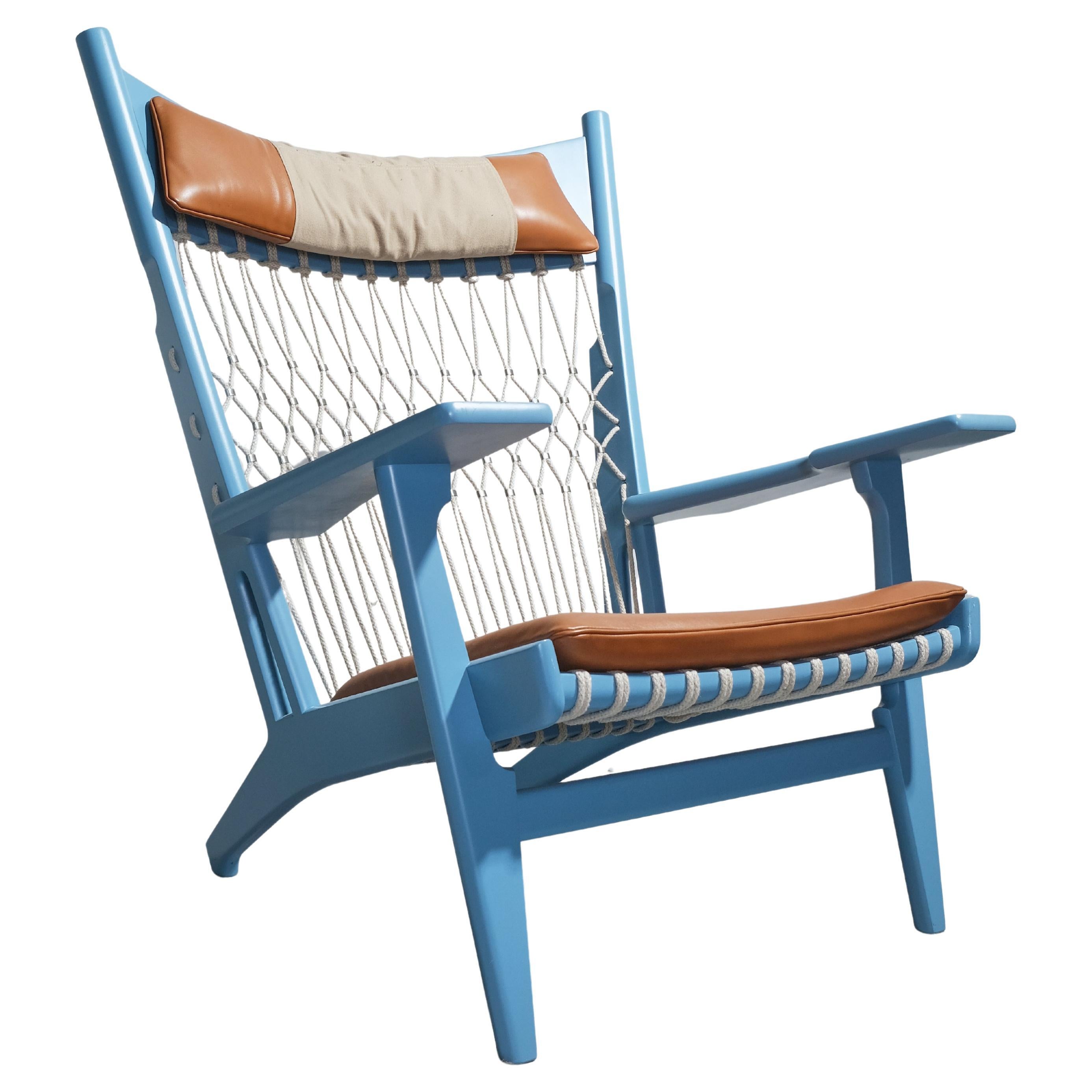 Hans J. Wegner PP129 Web Chair For PP Mobler in blue For Sale