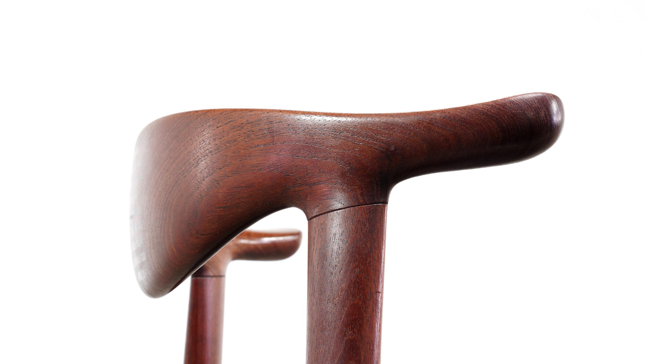 Hans J. Wegner Rare Cowhorn Chair in Teak, 1952 for Johannes Hansen, Denmark 6