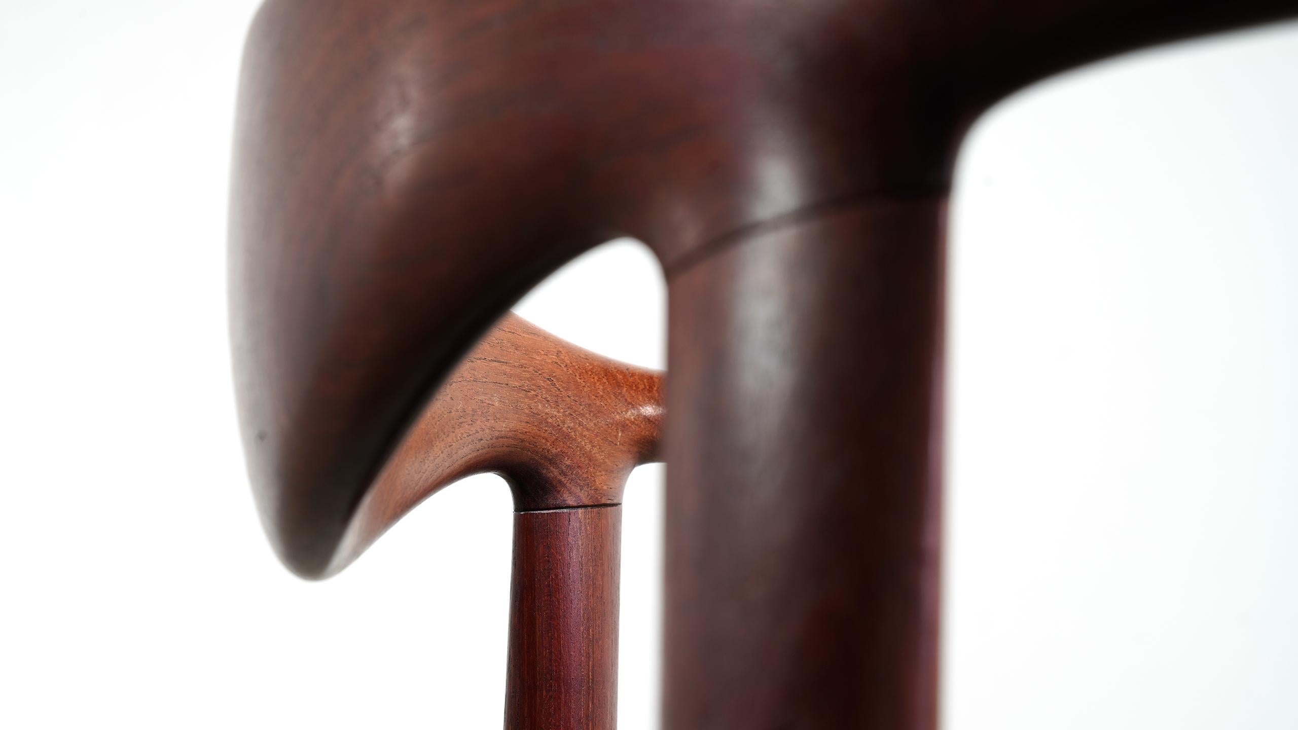 Hans J. Wegner Rare Cowhorn Chair in Teak, 1952 for Johannes Hansen, Denmark 7