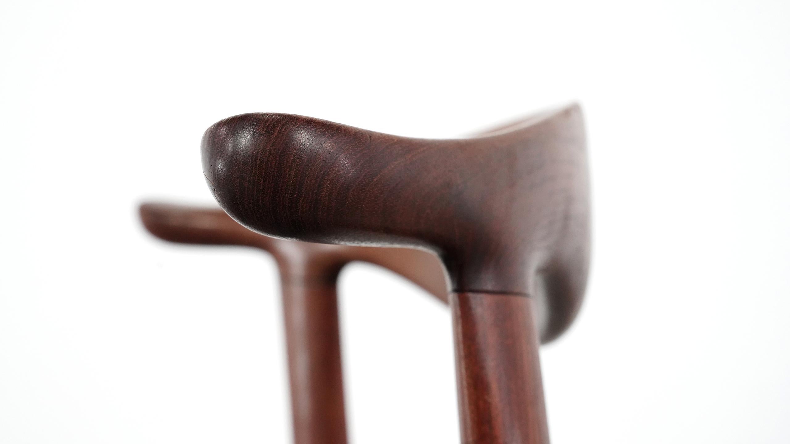 Hans J. Wegner Rare Cowhorn Chair in Teak, 1952 for Johannes Hansen, Denmark 12