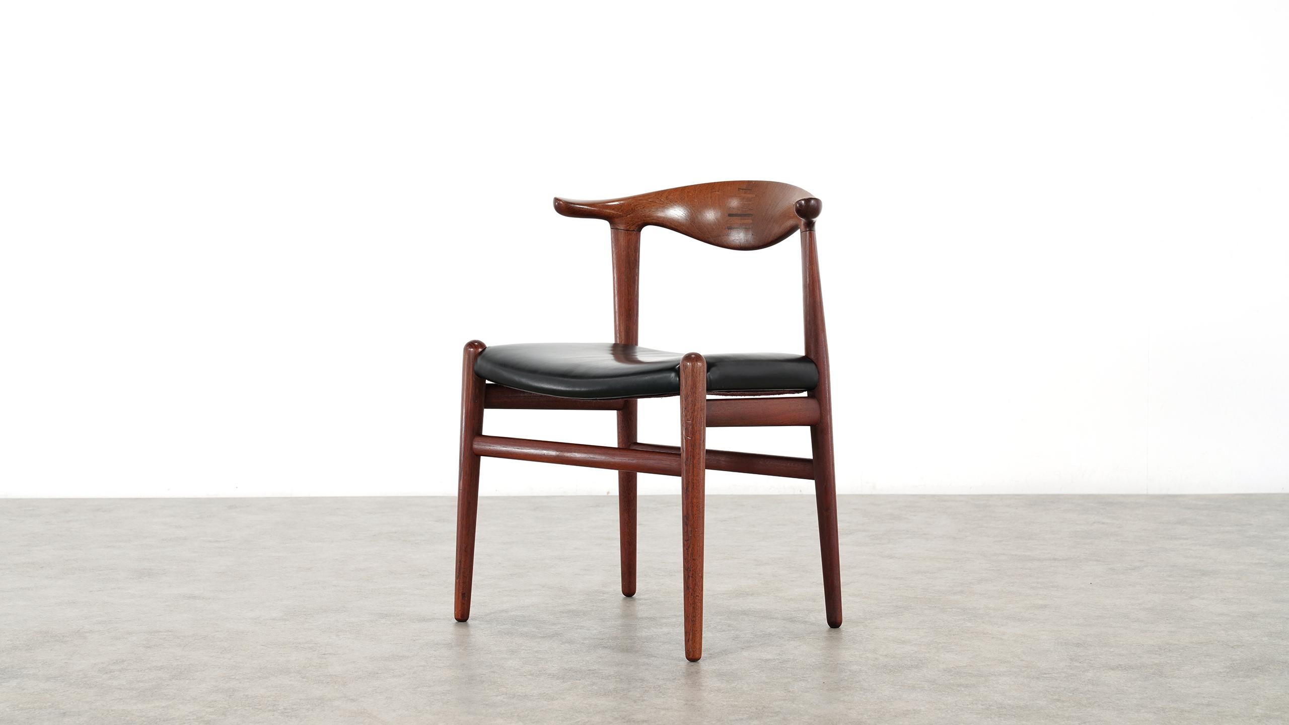 Danish Hans J. Wegner Rare Cowhorn Chair in Teak, 1952 for Johannes Hansen, Denmark