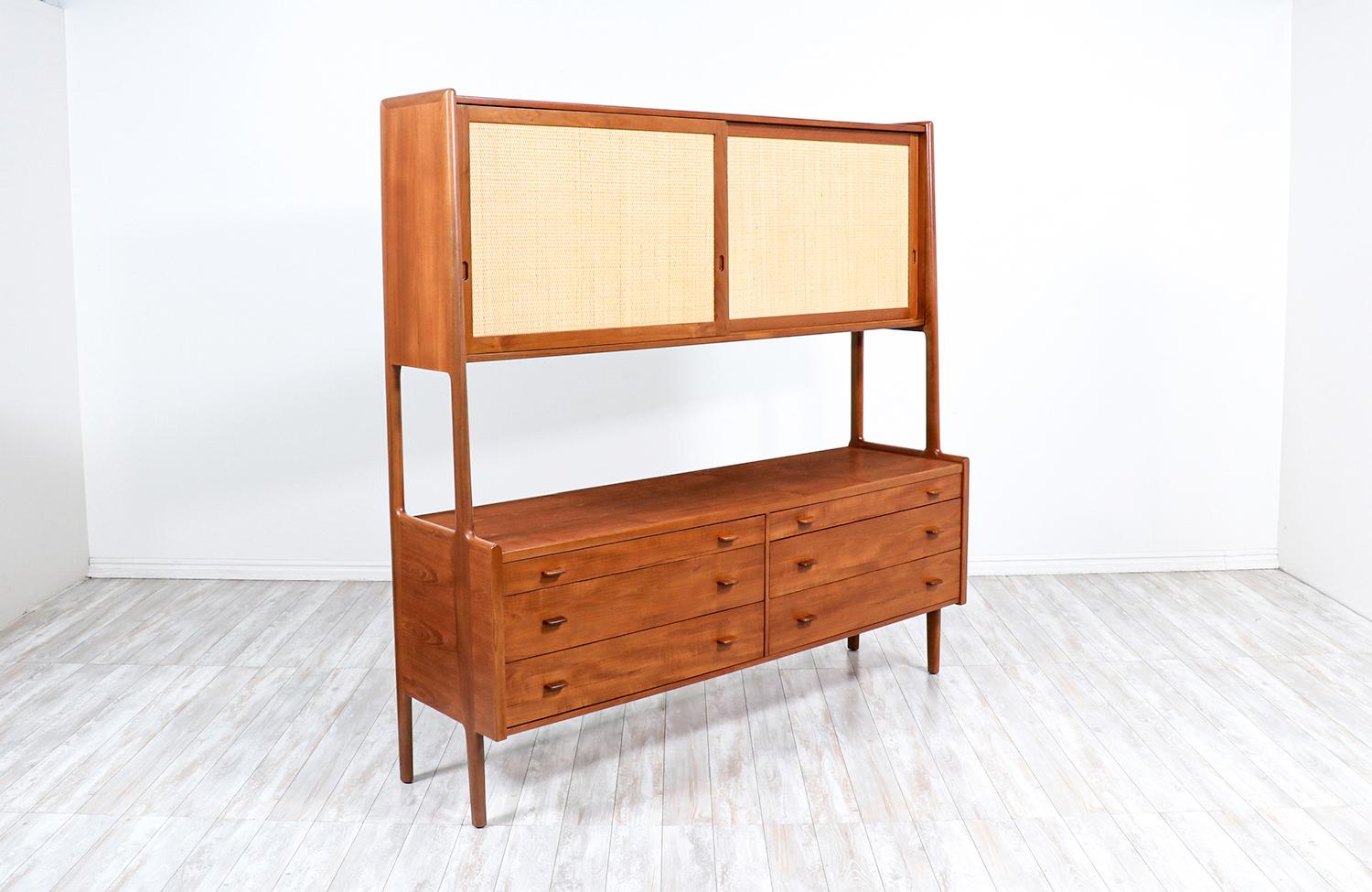 Hans J. Wegner RY-20 Teak Credenza with Cane Doors for Ry Mobler In Excellent Condition In Los Angeles, CA