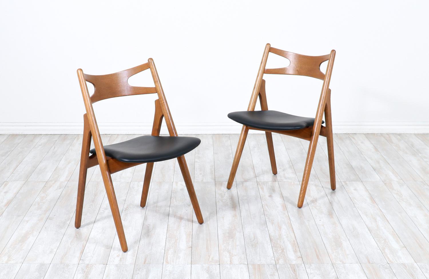 Price is for each

Iconic “Sawbuck” CH-29 Desk Side designed by Hans J. Wegner for Carl Hansen & Søn in Denmark in 1952. This chair is defined by its A-shaped frame which can be seen from the profile view. This chair is sturdily but simply