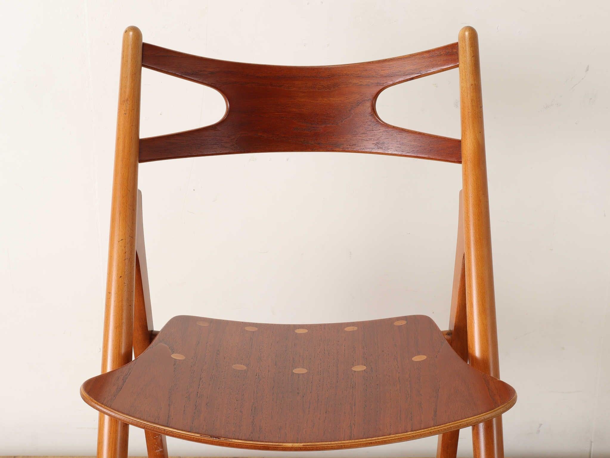 Hans J. Wegner, 'Sawbuck' CH29 chairs, teak and oak, Denmark 1950s 6
