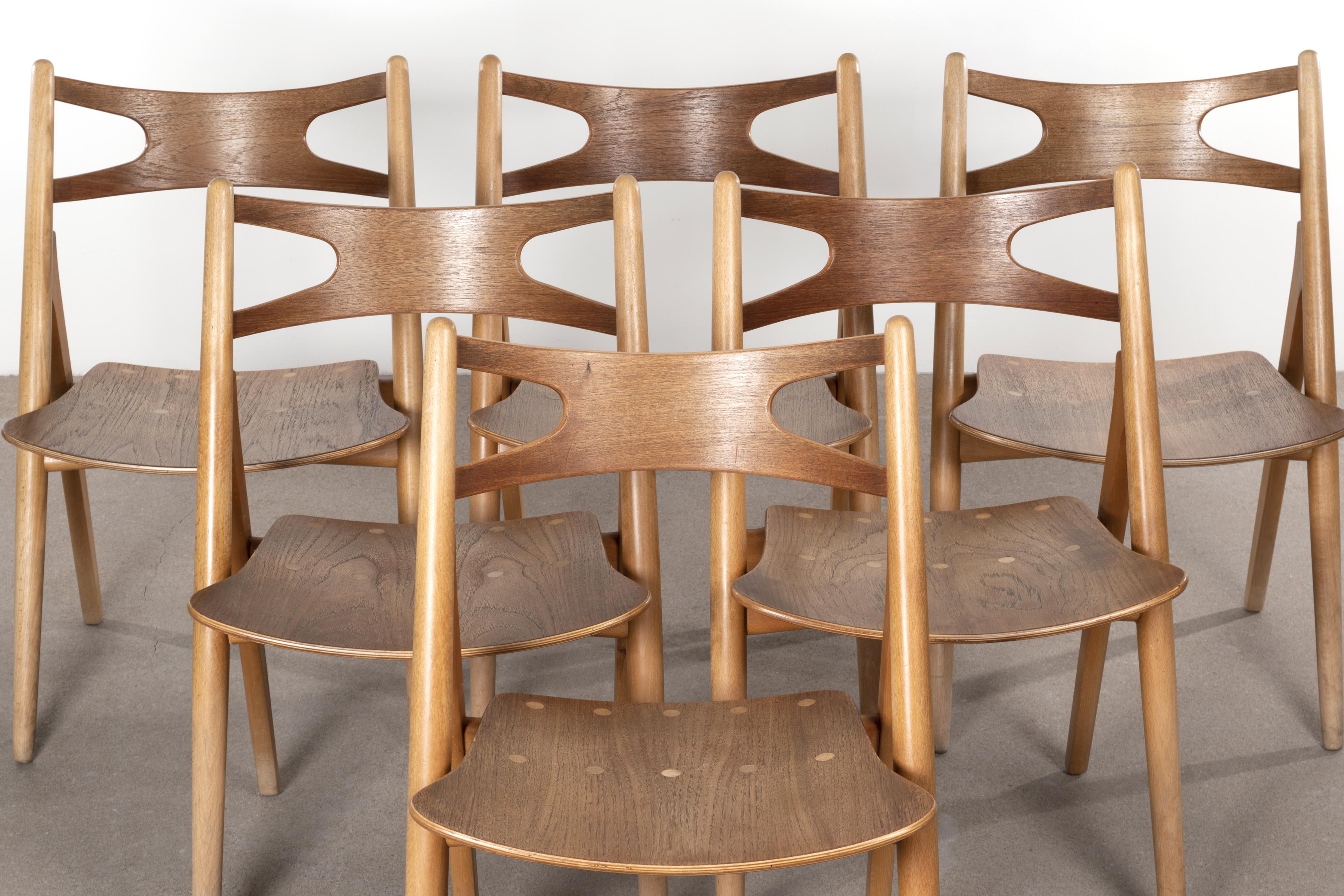 Danish Hans J. Wegner Sawbuck Chairs Set of 6 Model Ch29 for Carl Hansen, Denmark, 1966