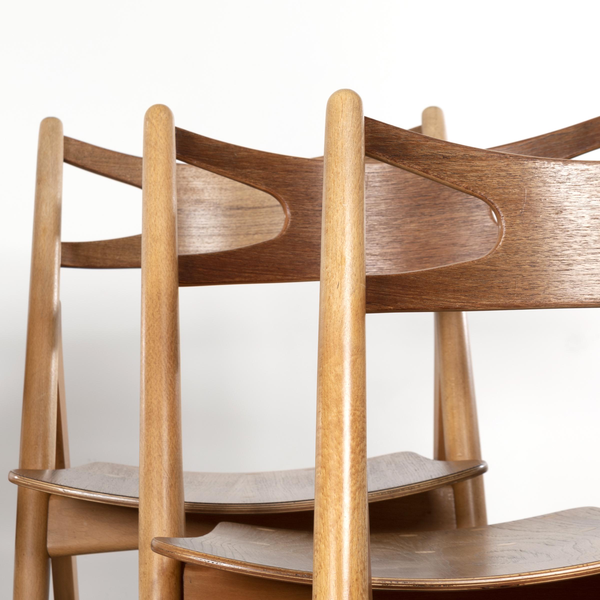 Wood Hans J. Wegner Sawbuck Chairs Set of 6 Model Ch29 for Carl Hansen, Denmark, 1966