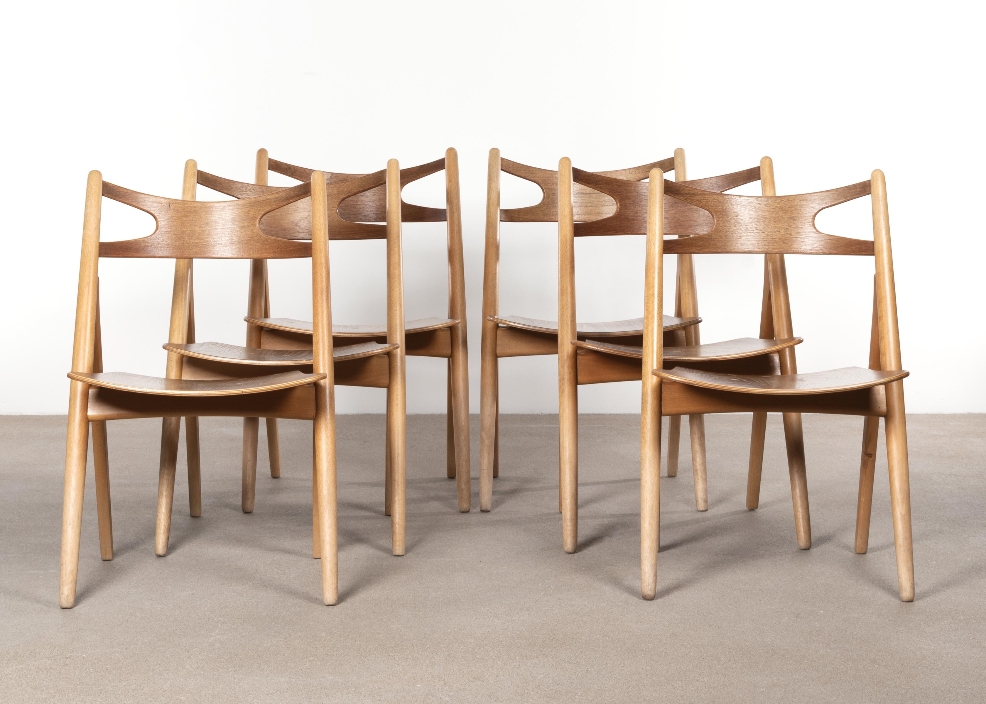Hans J. Wegner Sawbuck Chairs Set of 6 Model Ch29 for Carl Hansen, Denmark, 1966 1