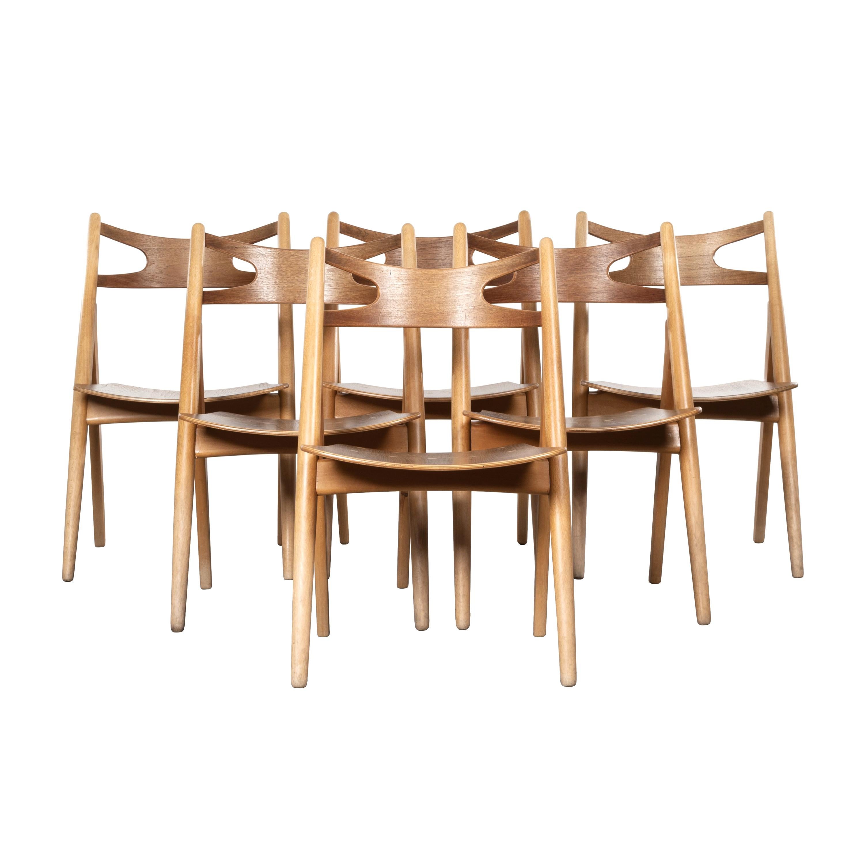 Hans J. Wegner Sawbuck Chairs Set of 6 Model Ch29 for Carl Hansen, Denmark, 1966