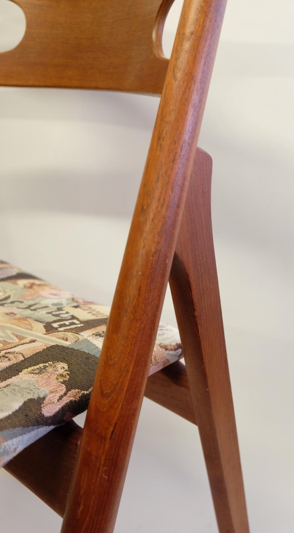 Chaise de salle à manger Sawbuck en teck du milieu du siècle CH29 de Hans J. Wegner pour Carl Hansen & Son en vente 9