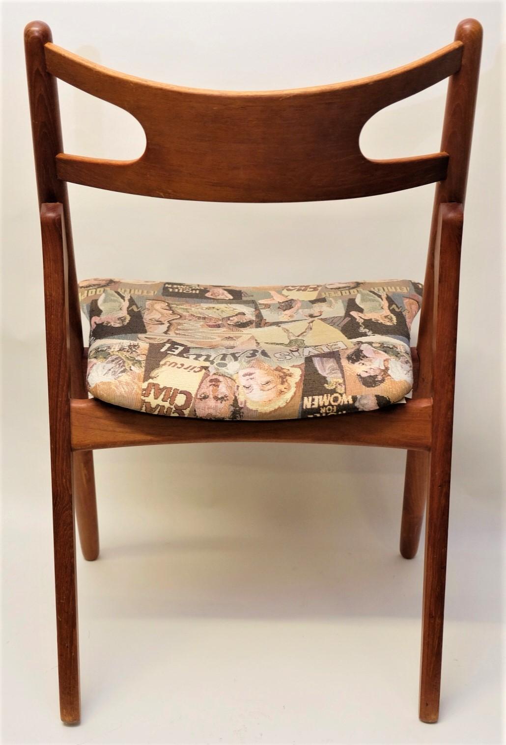 Fabric Hans J. Wegner Mid-Century Sawbuck Dining Chair CH29 Teak for Carl Hansen & Son For Sale