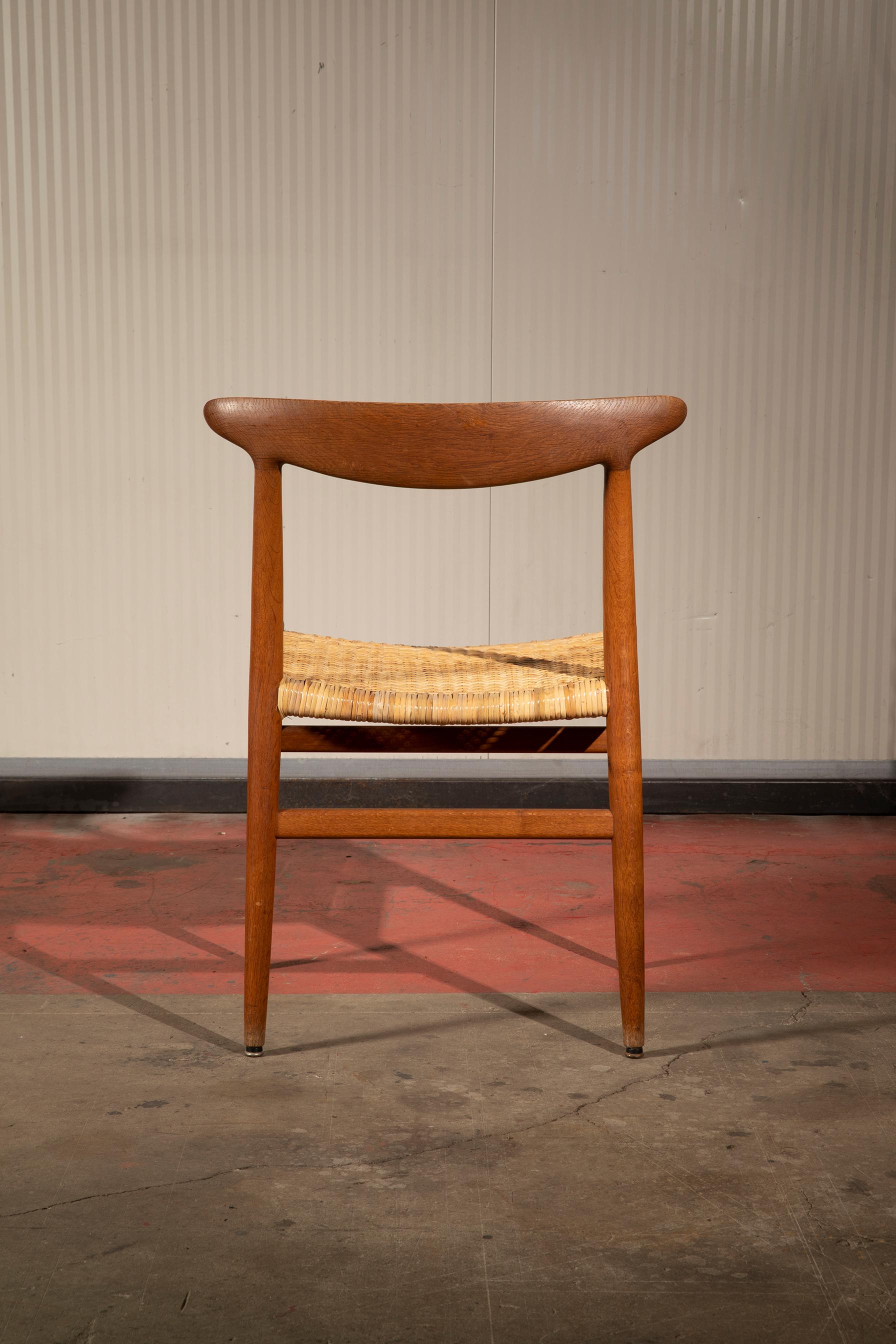 Danish Hans J Wegner, set di 6 sedie in canna d’india, anni 60 in vendita