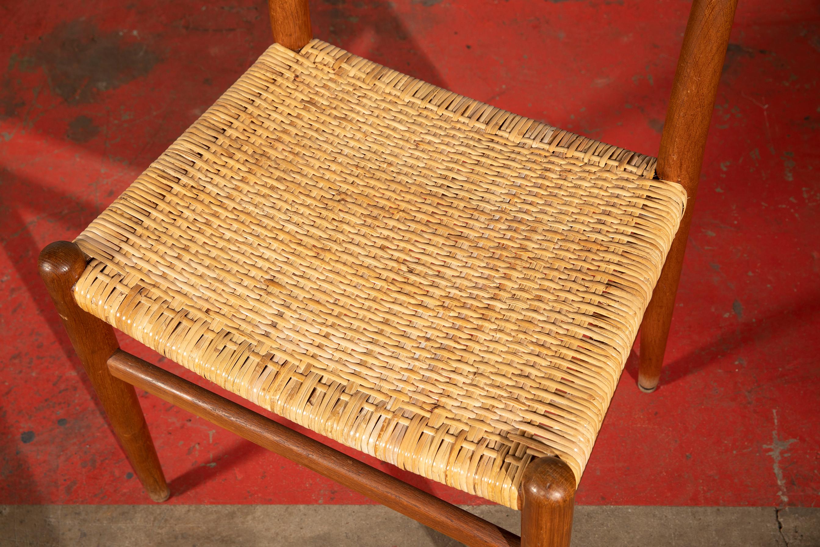 Canna Hans J Wegner, set di 6 sedie in canna d’india, anni 60 in vendita