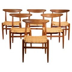 Hans J Wegner, set di 6 sedie in canna d’india, anni 60