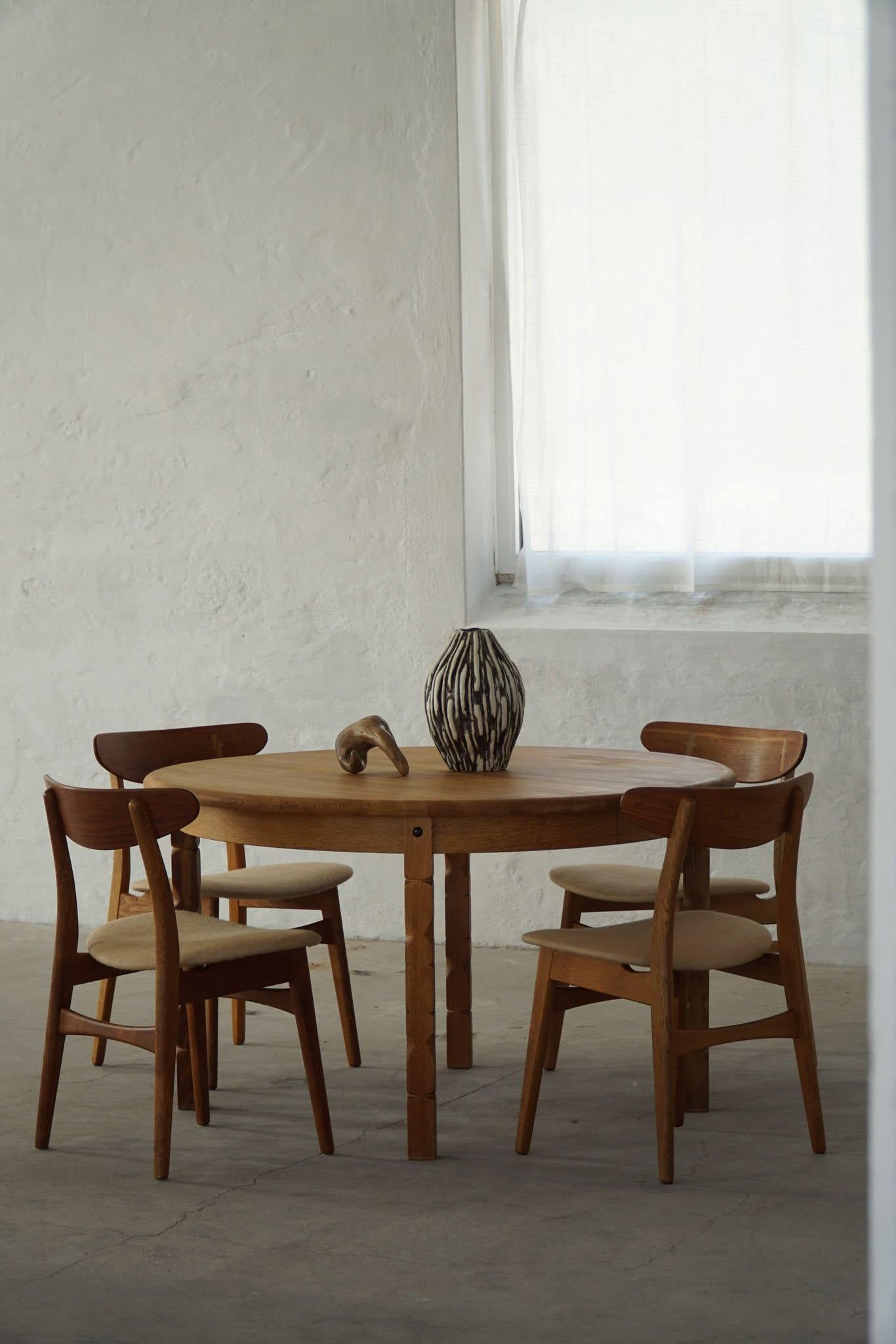Danish Hans J. Wegner, Set of 10 Chairs in Oak & Hessian, Model CH30, Mid Century, 1954