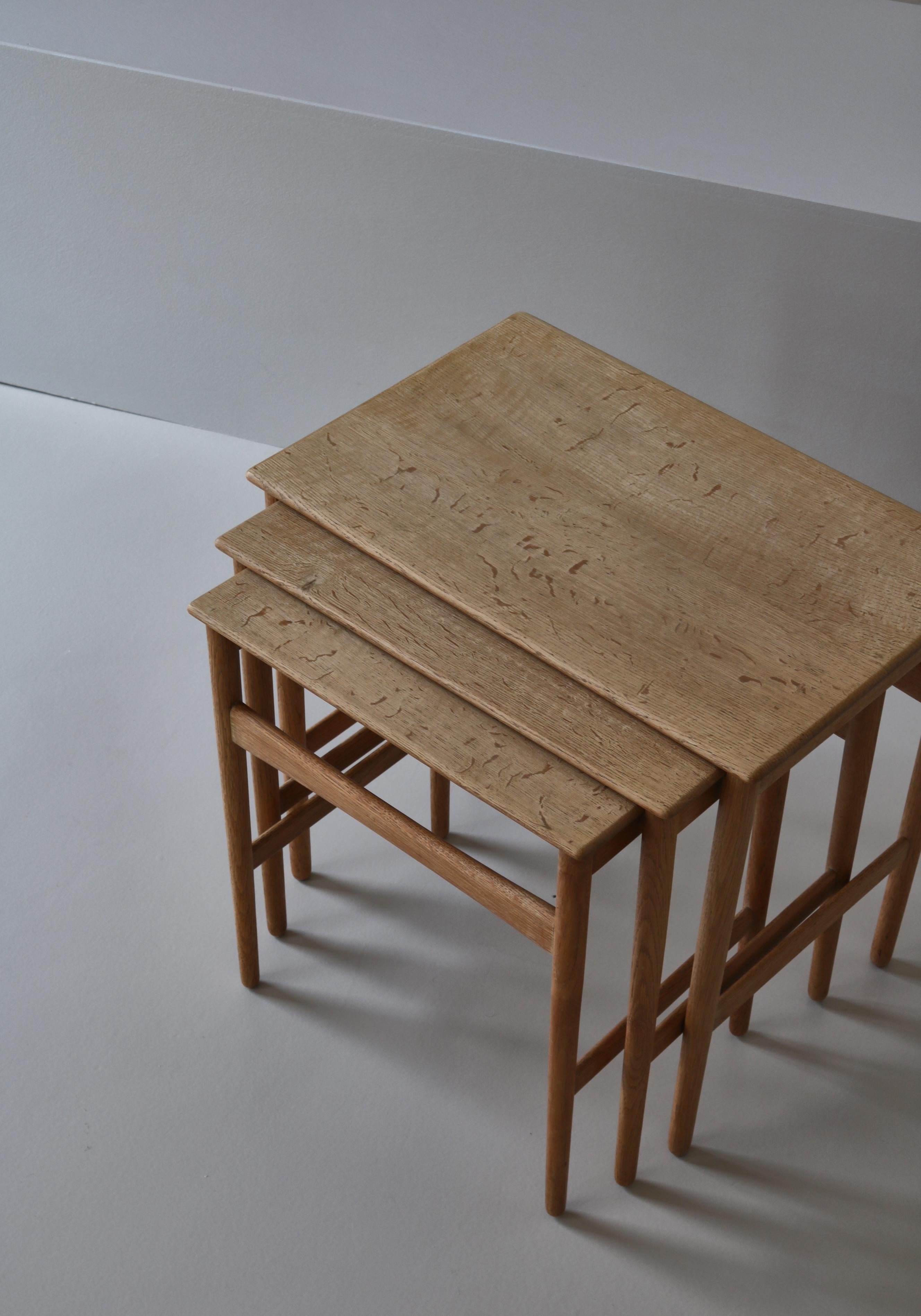 Scandinavian Modern Hans J. Wegner Set of 3 Nesting Tables 