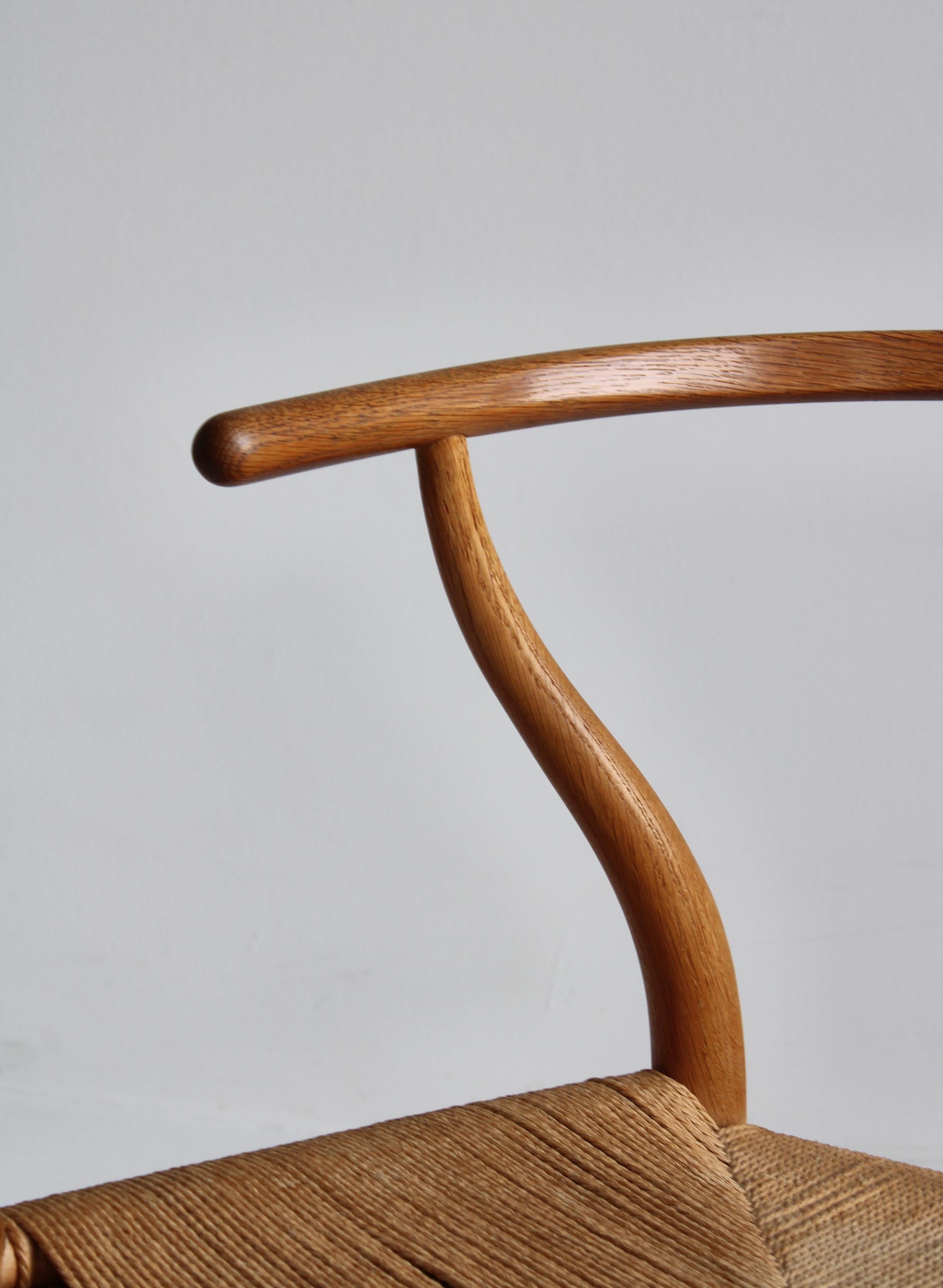 Papercord Hans J. Wegner Set of 6 Early Stamped Carl Hansen & Sons Wishbone Chairs, 1950s