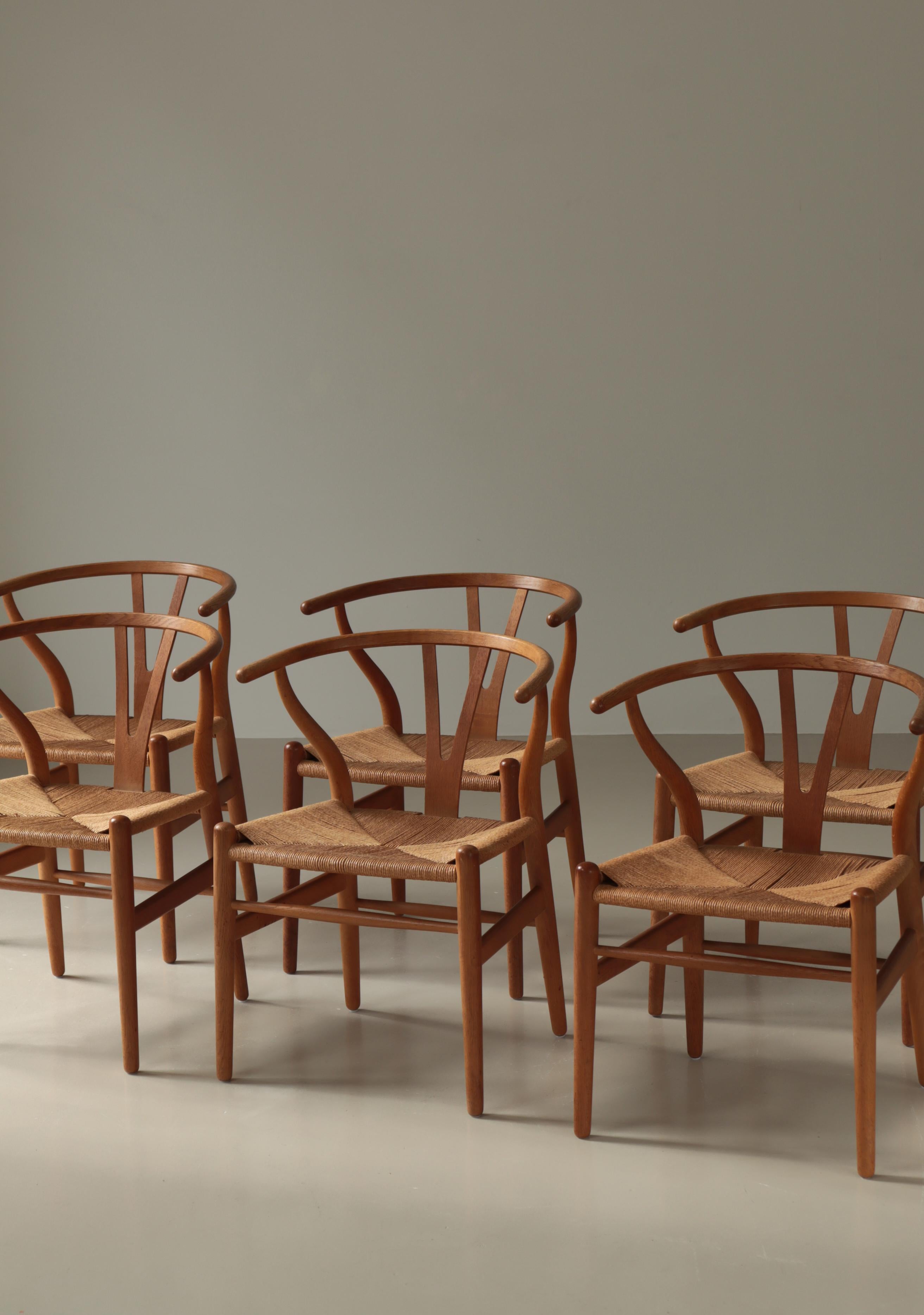 Hans J. Wegner Juego de sillas Wishbone de Carl Hansen & Sons de primera producción, años 60 en Bueno estado para la venta en Odense, DK