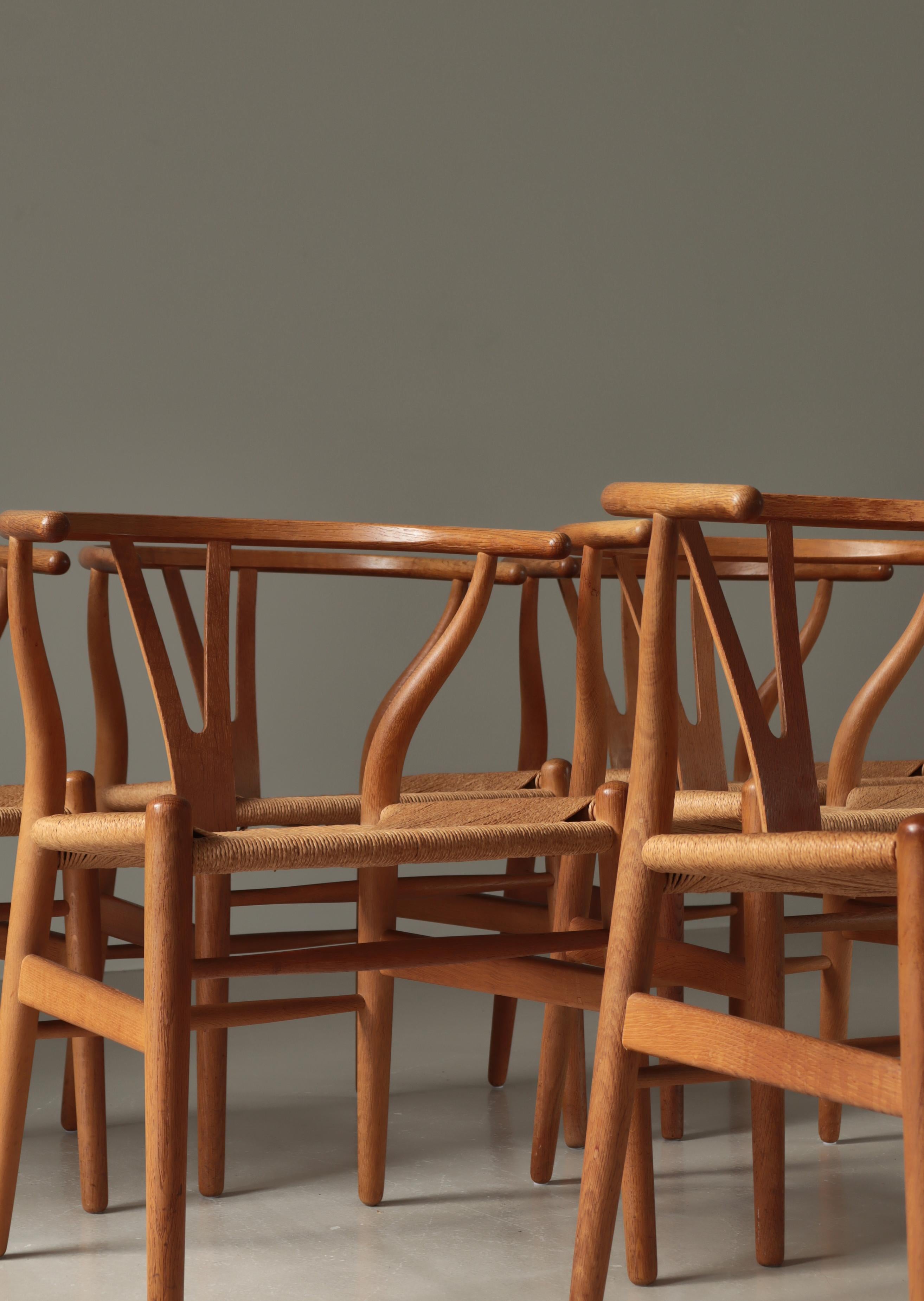 Hans J. Wegner Juego de sillas Wishbone de Carl Hansen & Sons de primera producción, años 60 en venta 2
